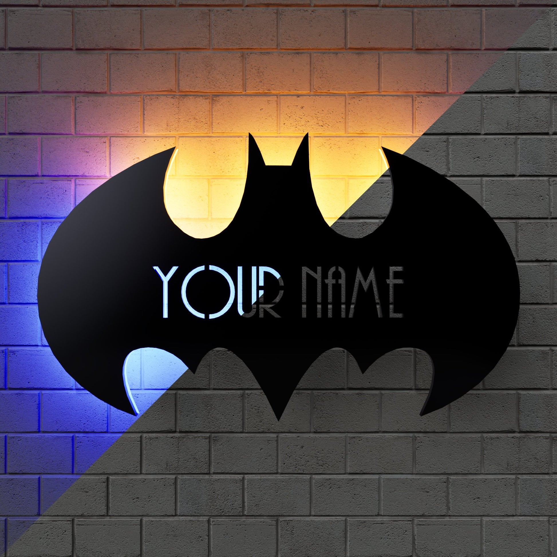 Batman Personalized Wall Sign, Led Wall Decor - Kutalp