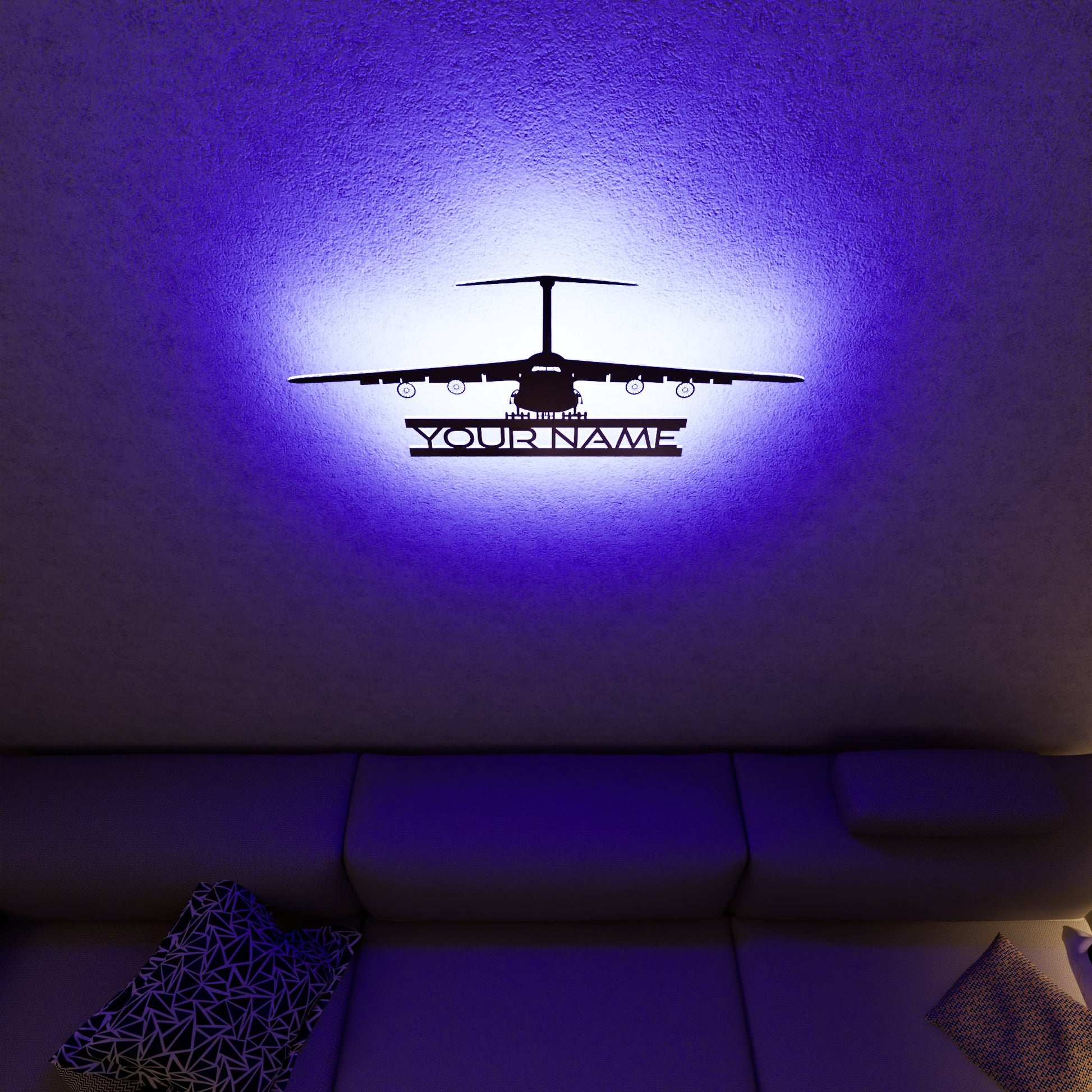 Cargo Aircraft RGB Led Wall Sign Personalized - Kutalp