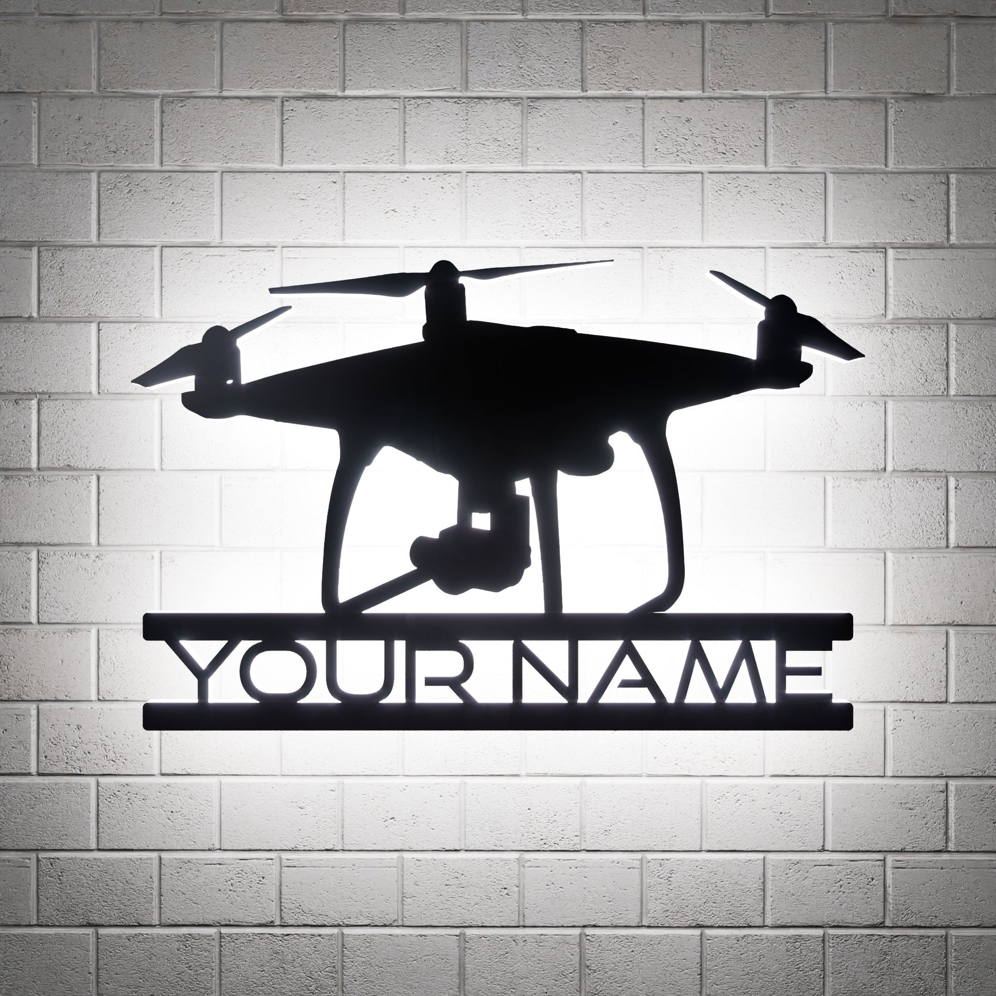 Drone Led Wall Sign Personalized - RGB Lighted - Kutalp