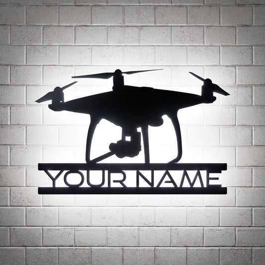 Drone Led Wall Sign Personalized - RGB Lighted - Kutalp