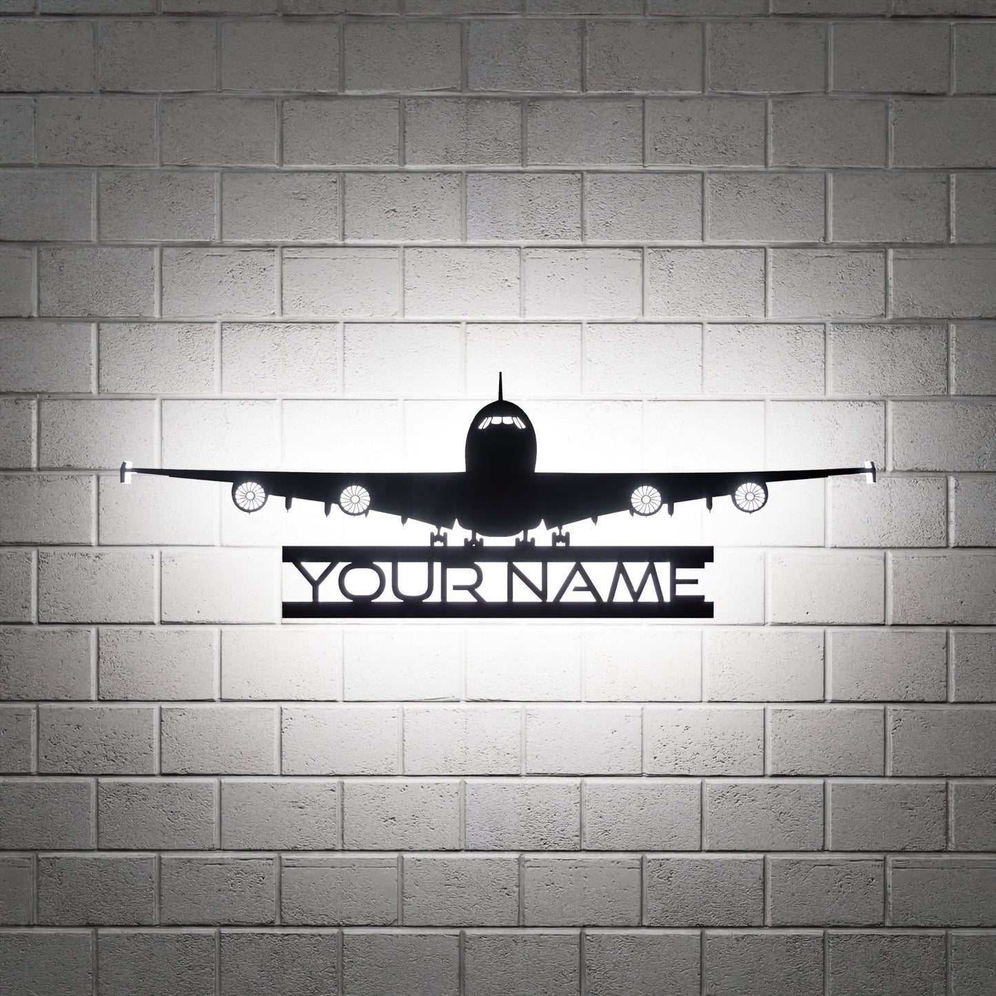 Four-engined Jet Airliner RGB Led Wall Sign Personalized - Kutalp