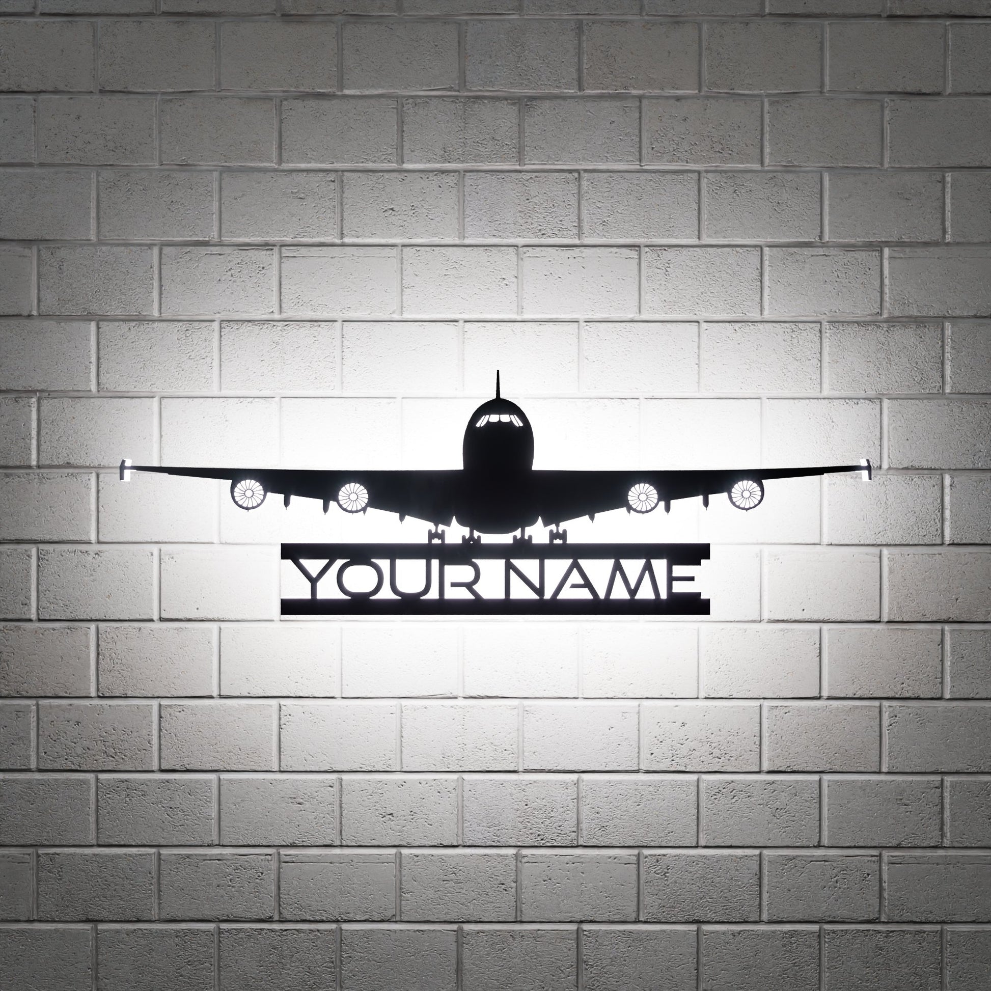 Four-engined Jet Airliner RGB Led Wall Sign Personalized - Kutalp