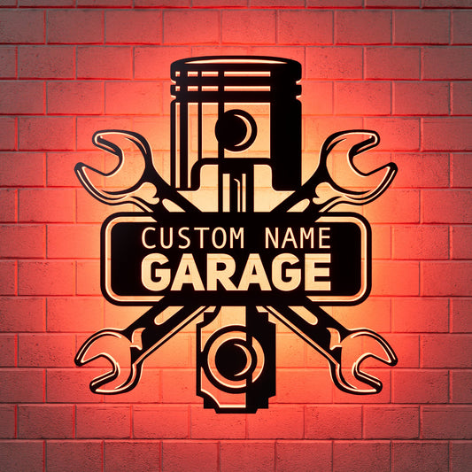 Garage Metal RGB Led Wall Sign Personalized - Kutalp