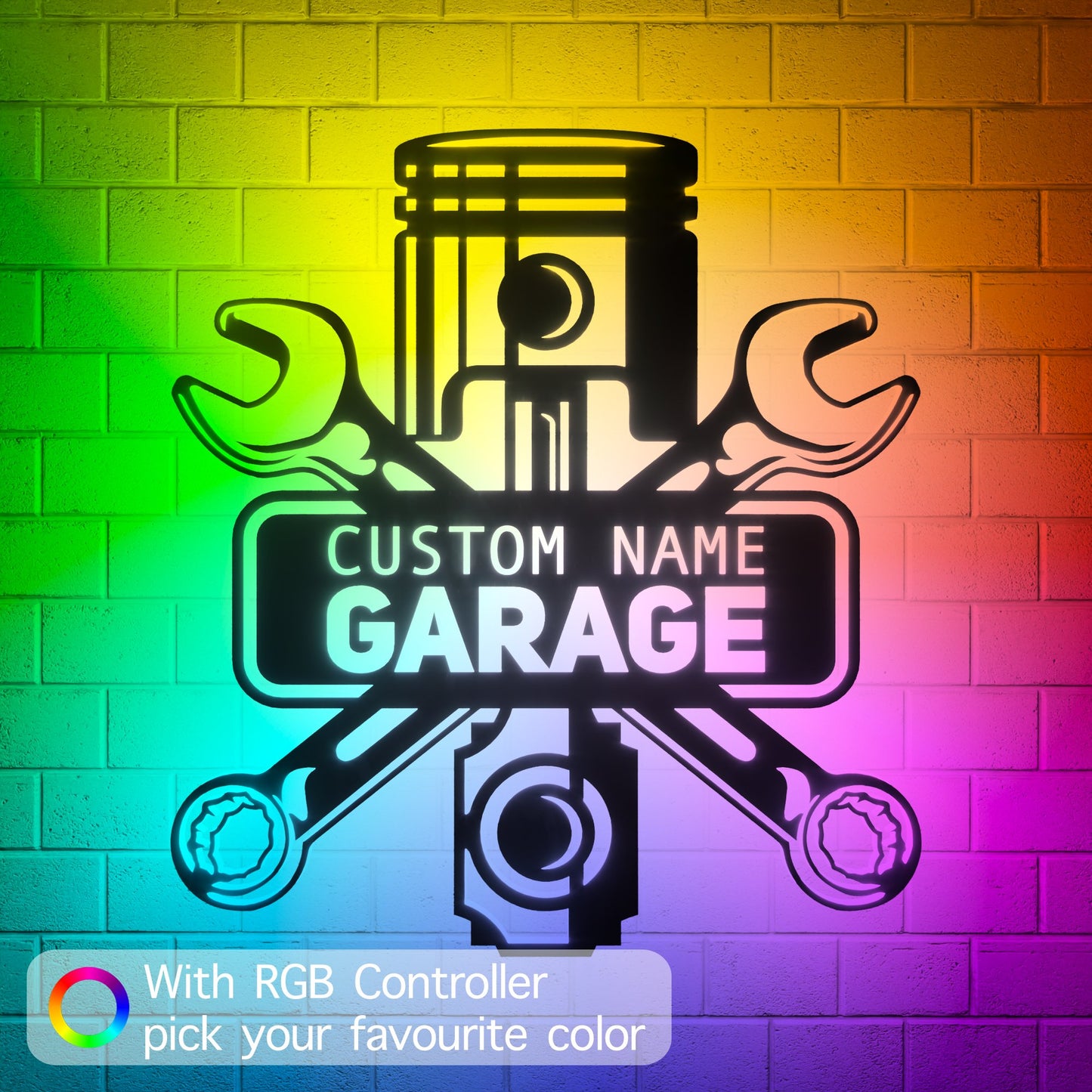 Mechanic Workshop Metal RGB Led Wall Sign Personalized - Kutalp