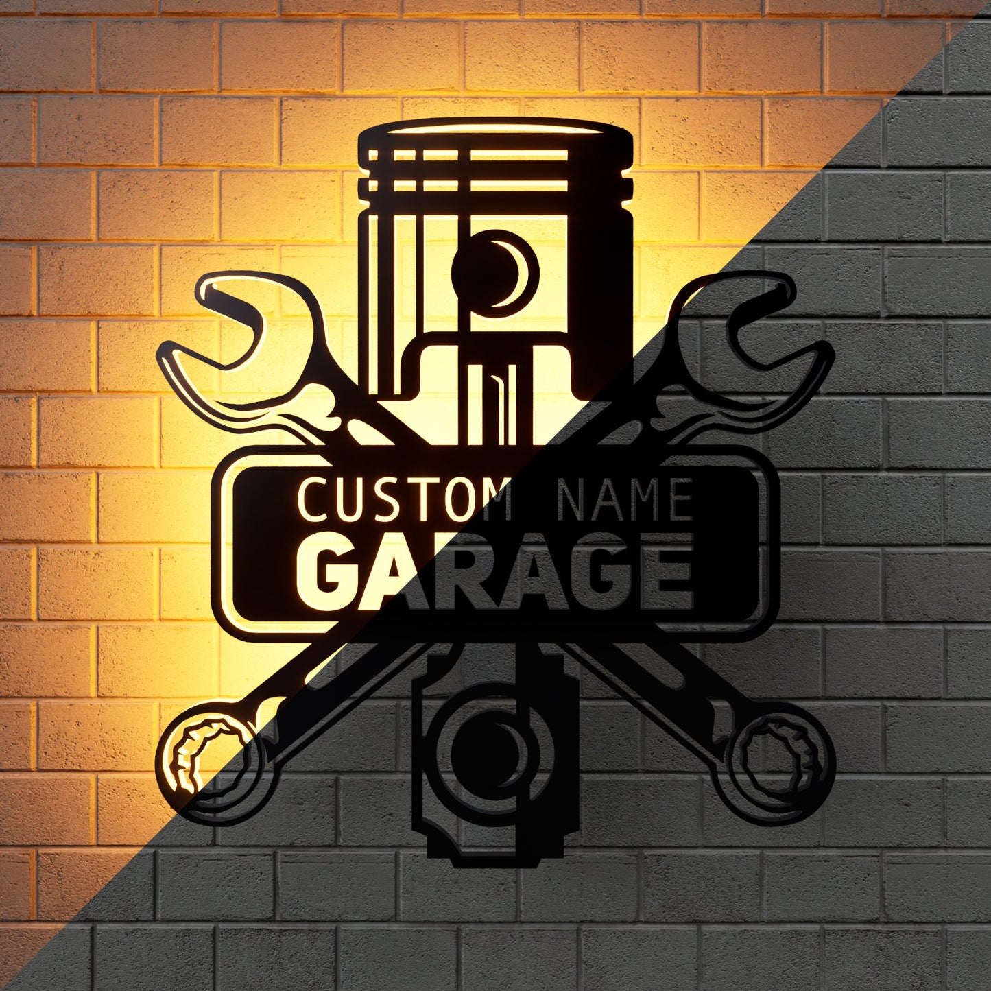 Mechanic Workshop Metal RGB Led Wall Sign Personalized - Kutalp