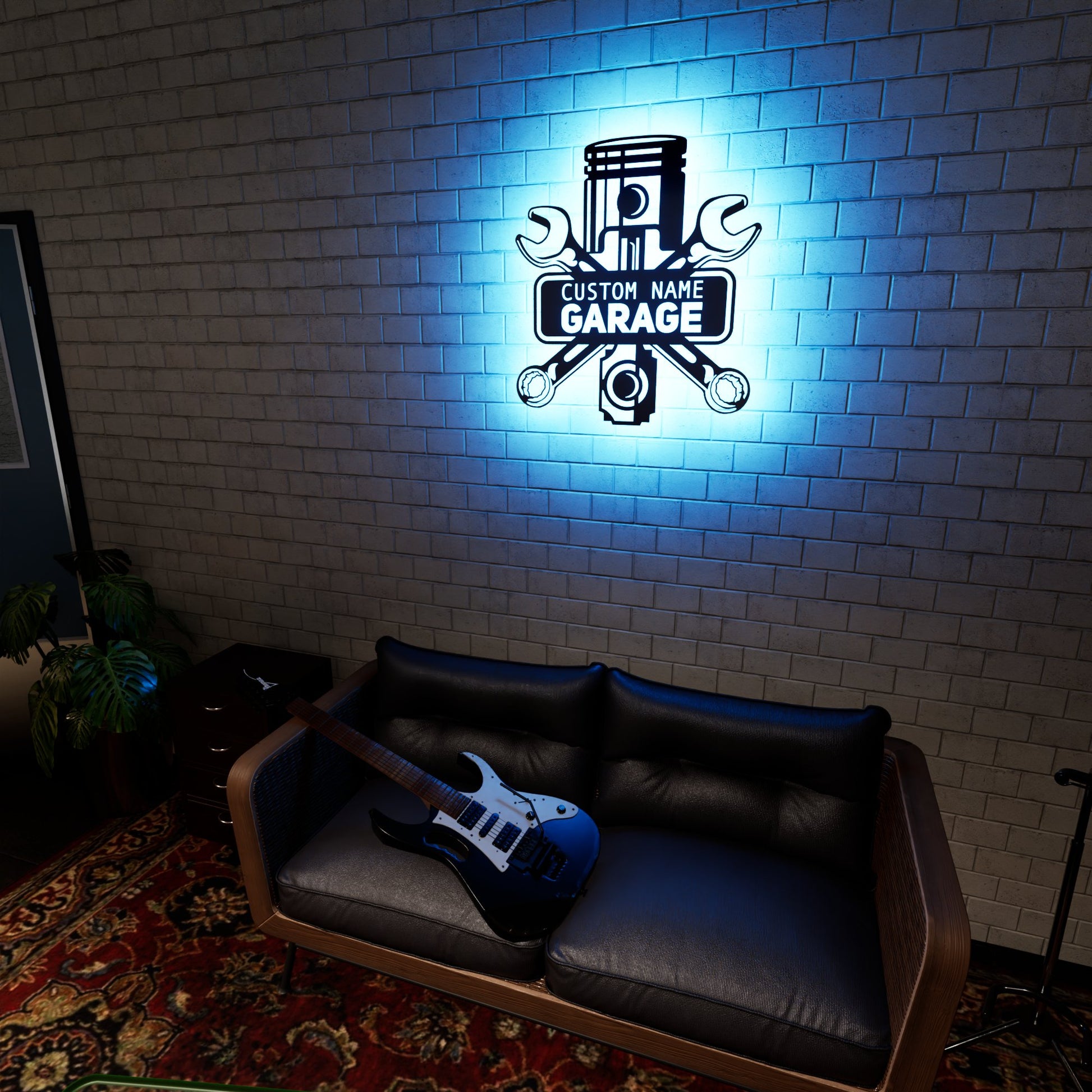 Mechanic Workshop Metal RGB Led Wall Sign Personalized - Kutalp