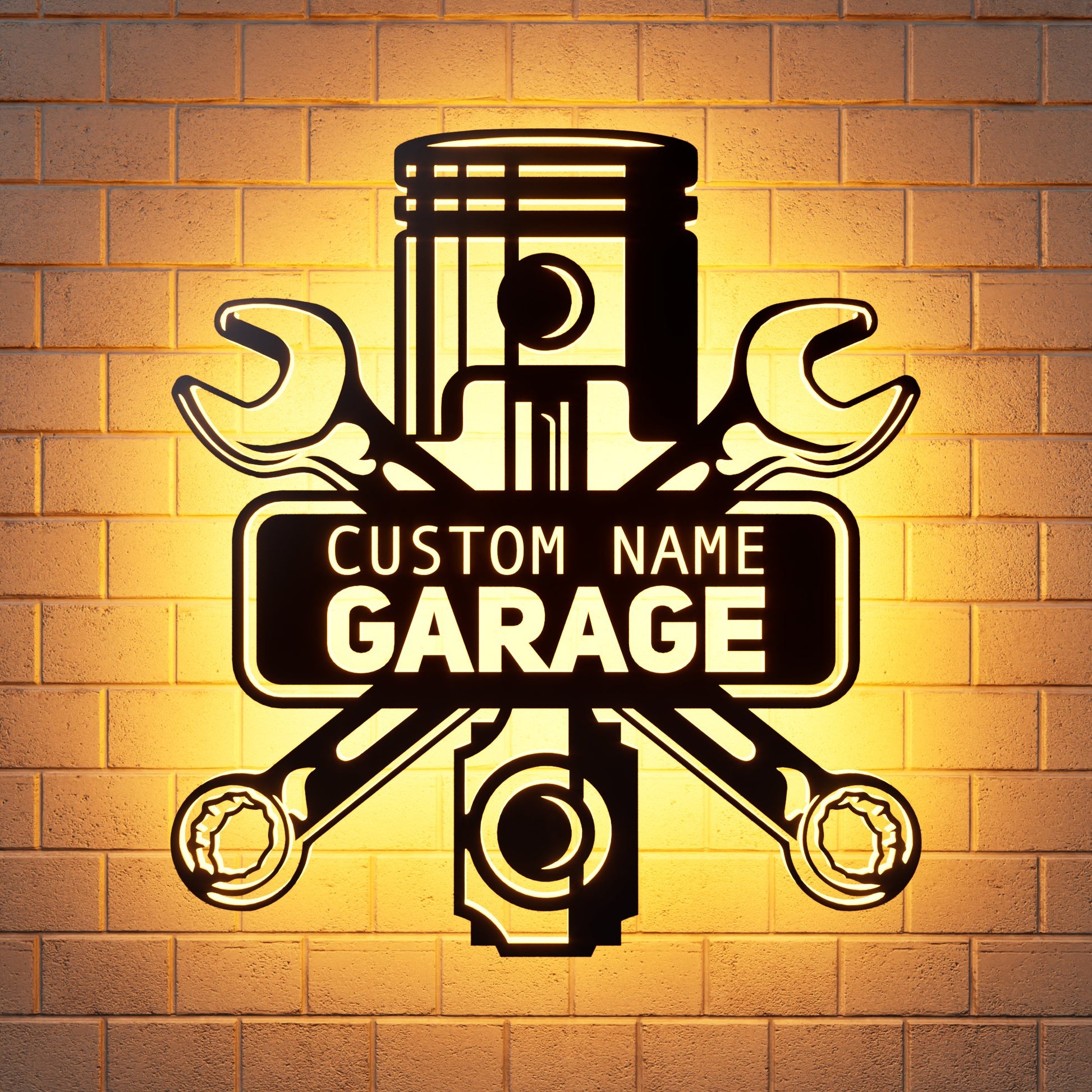 Mechanic Workshop Metal RGB Led Wall Sign Personalized - Kutalp