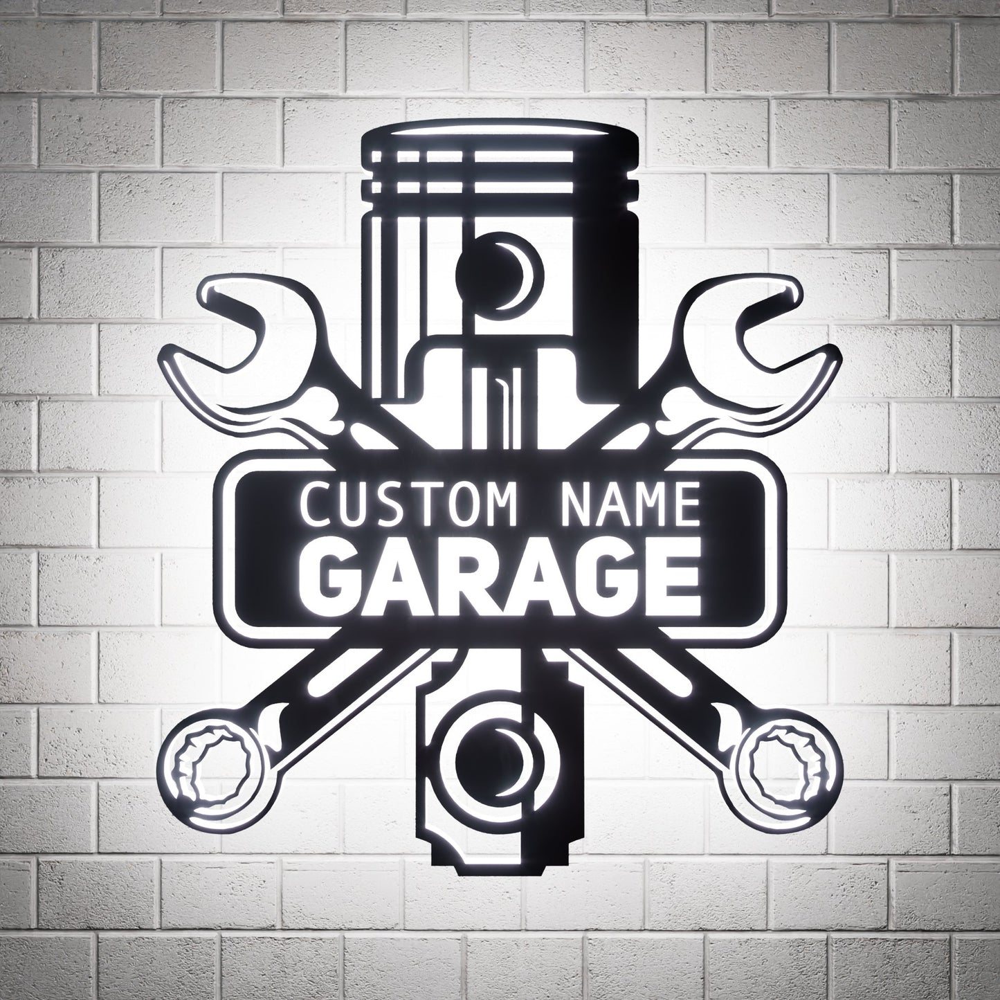 Mechanic Workshop Metal RGB Led Wall Sign Personalized - Kutalp