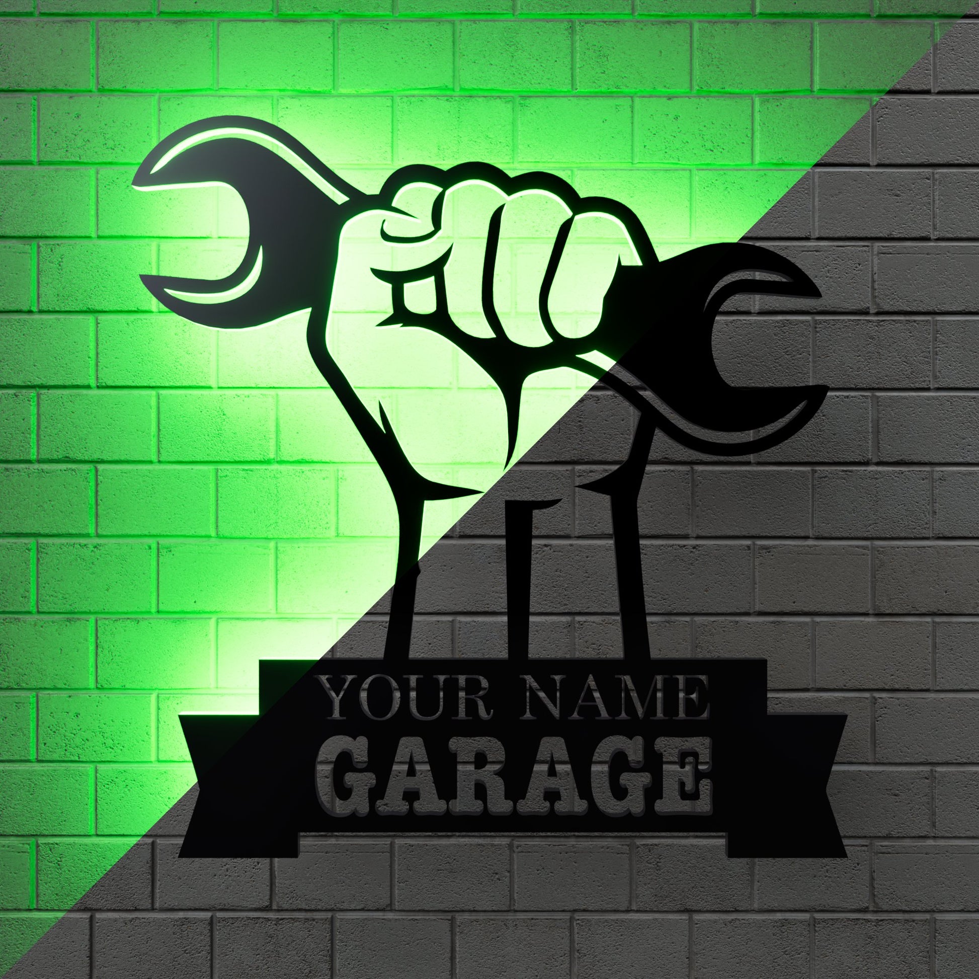 Repairman Wrench Metal RGB Led Wall Sign Personalized - Kutalp