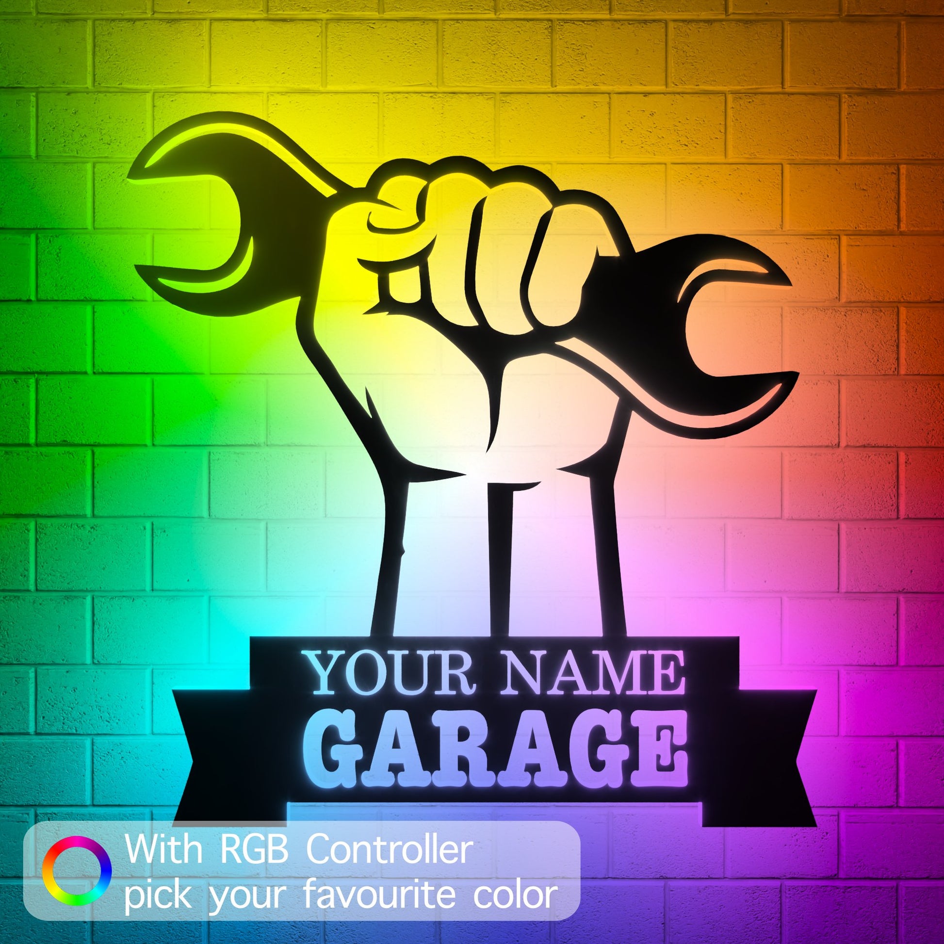 Repairman Wrench Metal RGB Led Wall Sign Personalized - Kutalp