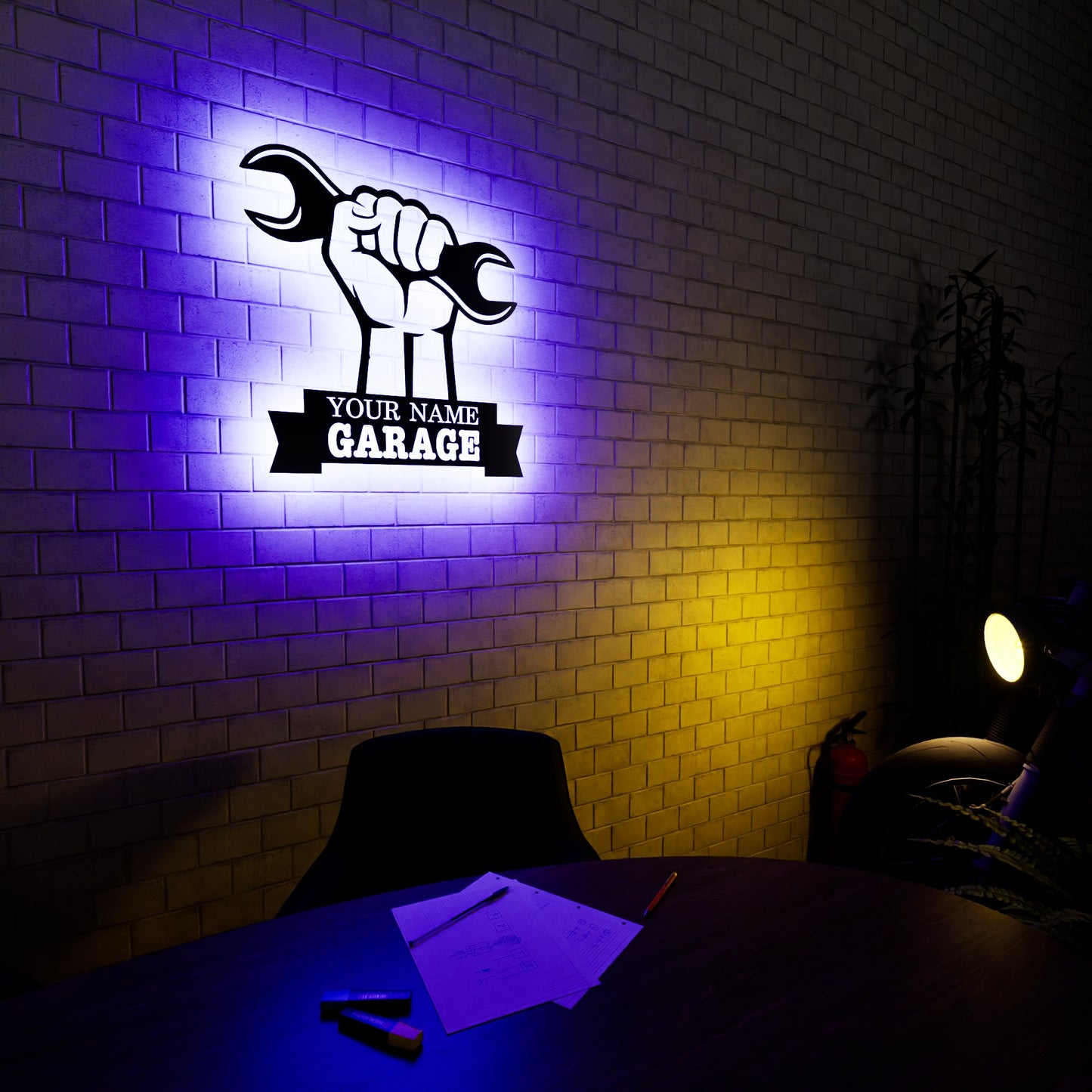 Repairman Wrench Metal RGB Led Wall Sign Personalized - Kutalp