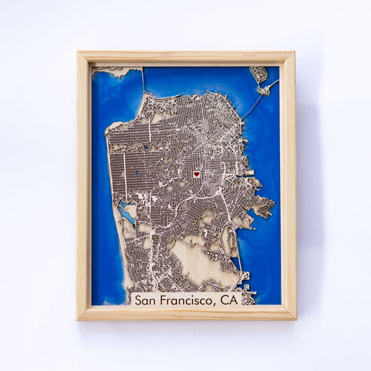 San Francisco, CA City Map | Wood & Epoxy - Kutalp