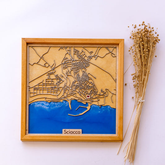 Sciacca, Italy City Map | Wood & Epoxy - Kutalp