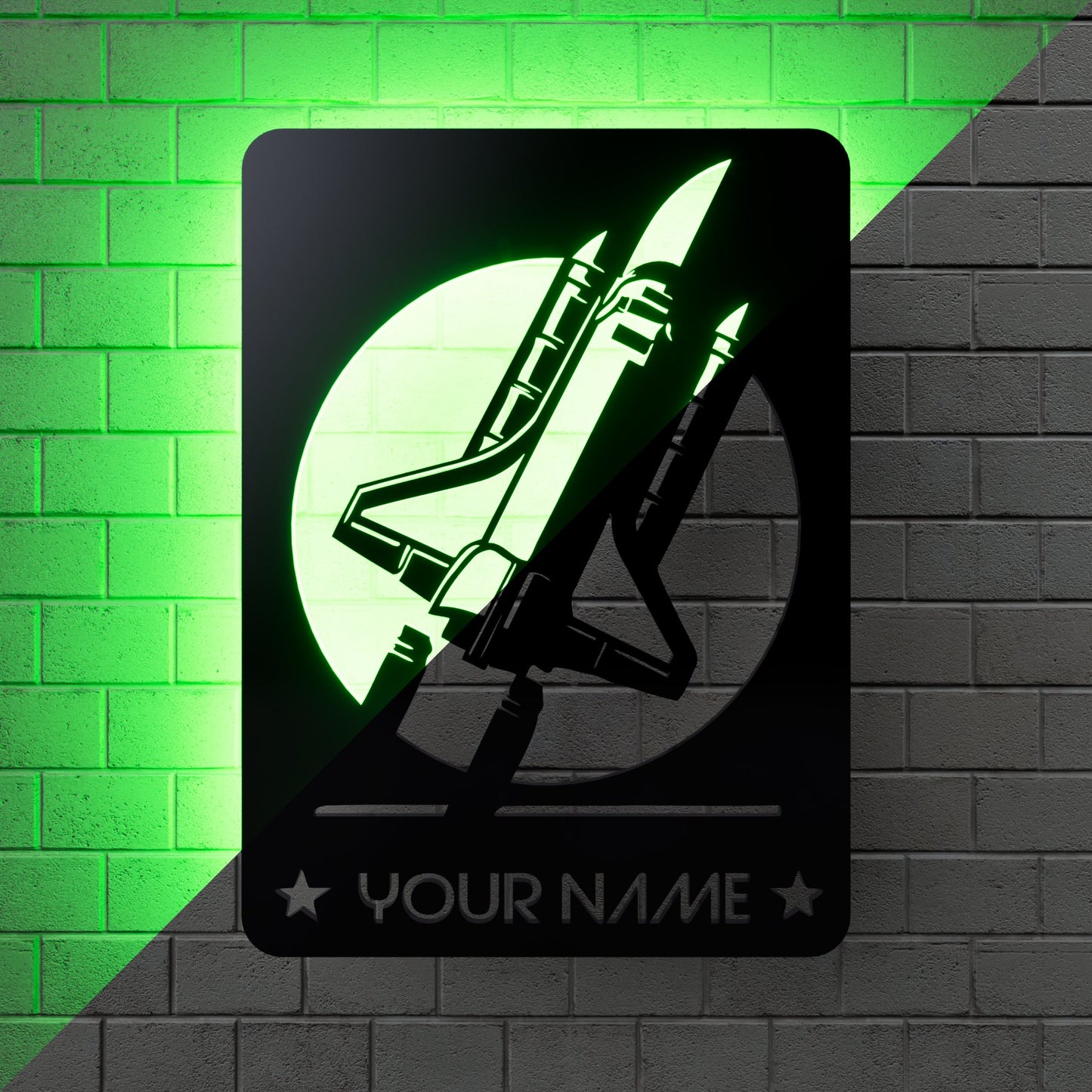 Space Shuttle NASA Led Wall Sign Personalized - RGB Lighted - Kutalp