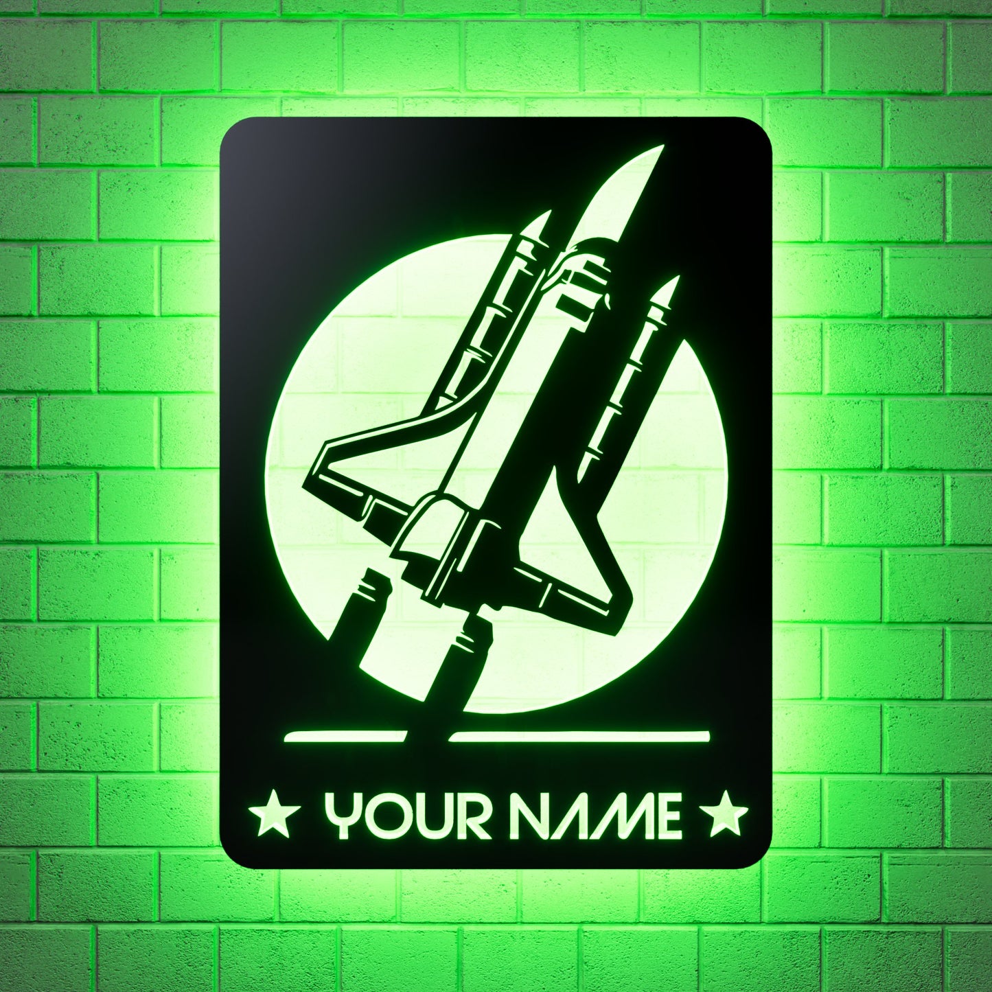 Space Shuttle NASA Led Wall Sign Personalized - RGB Lighted - Kutalp