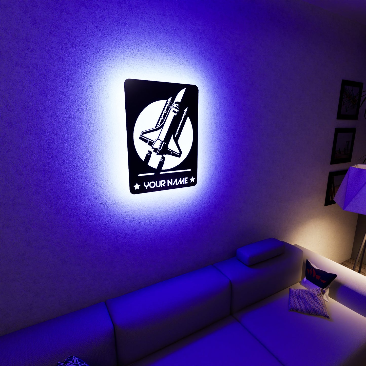 Space Shuttle NASA Led Wall Sign Personalized - RGB Lighted - Kutalp