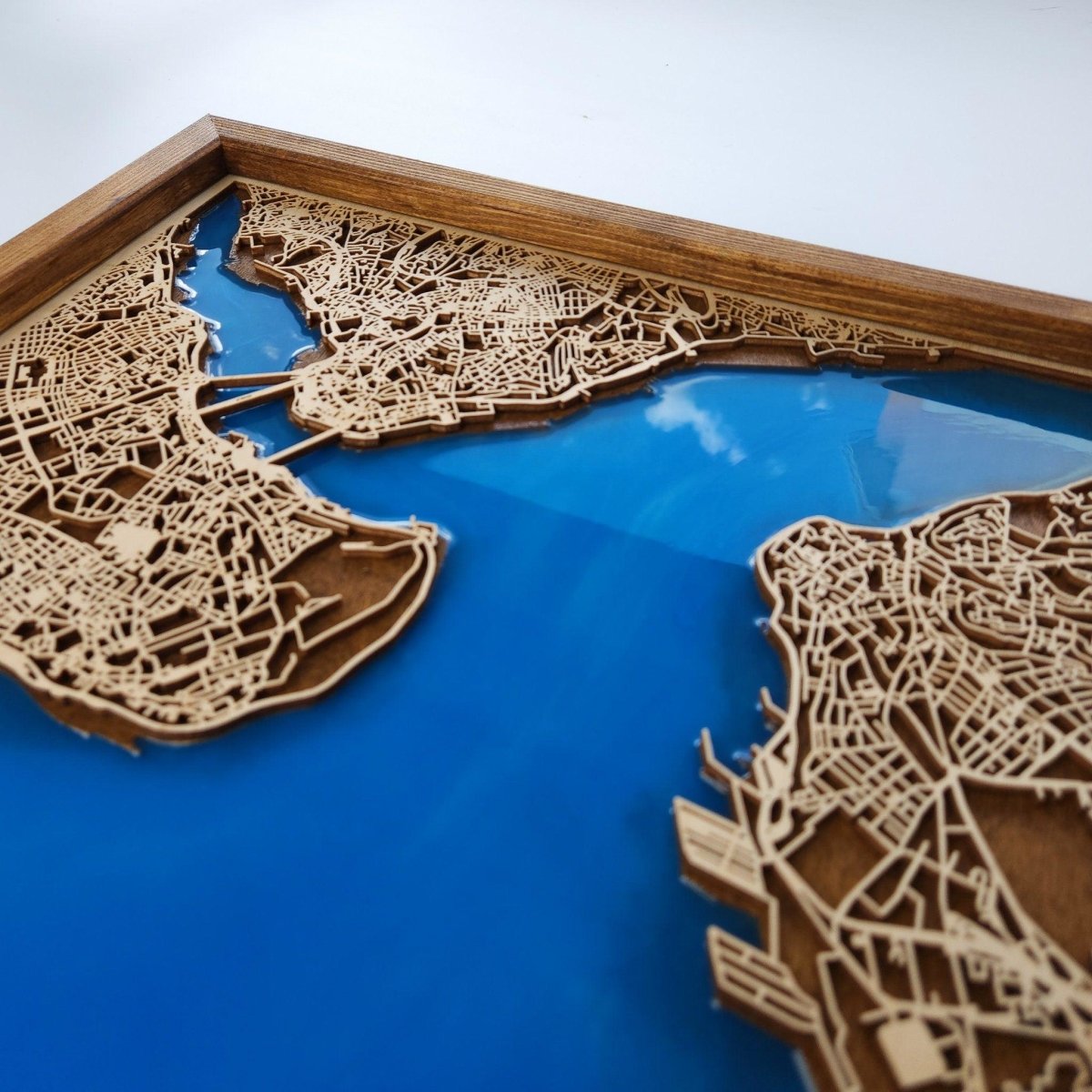 5th Anniversary Gift Wooden City Map | Wood & Epoxy - Kutalp
