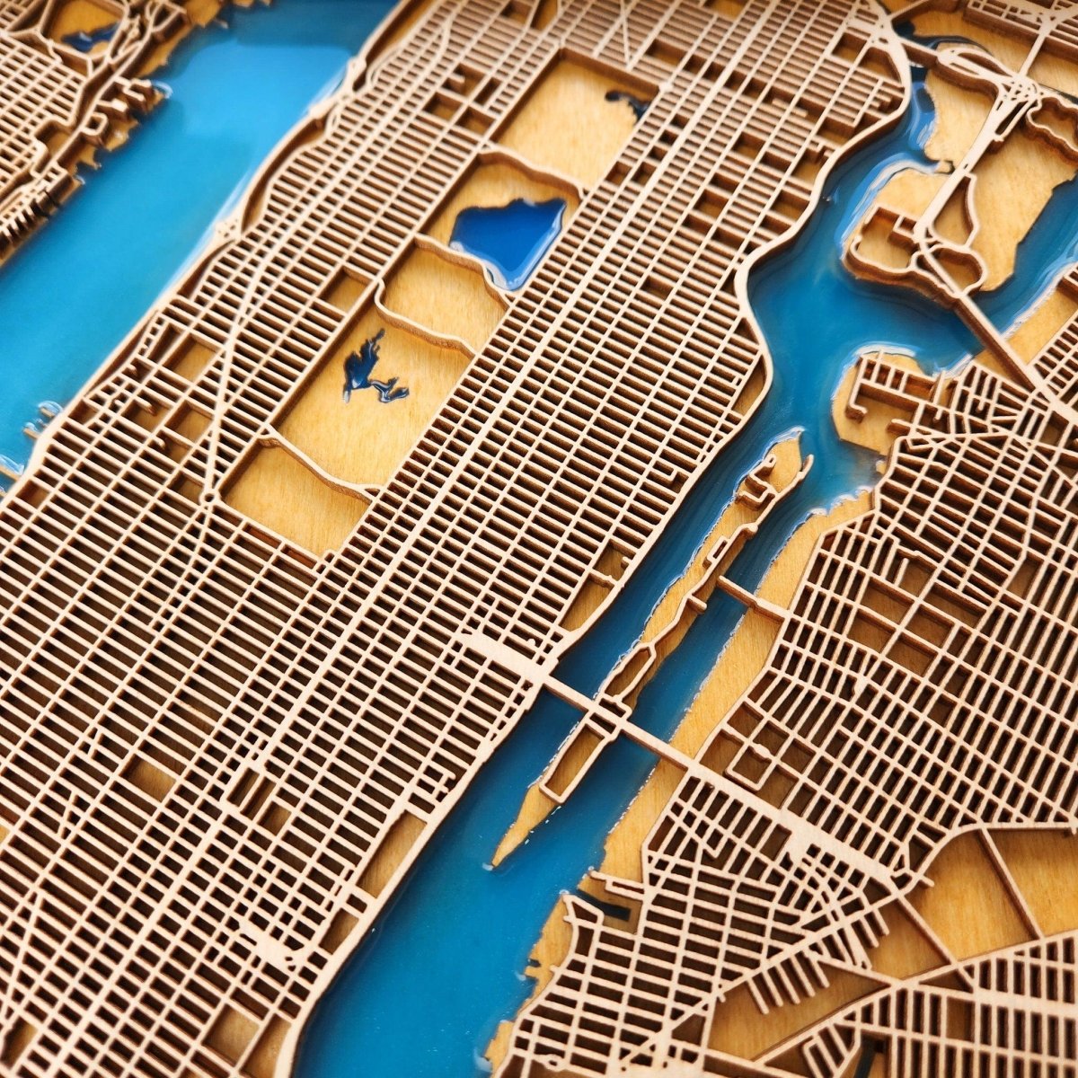 5th Anniversary Gift Wooden City Map | Wood & Epoxy - Kutalp
