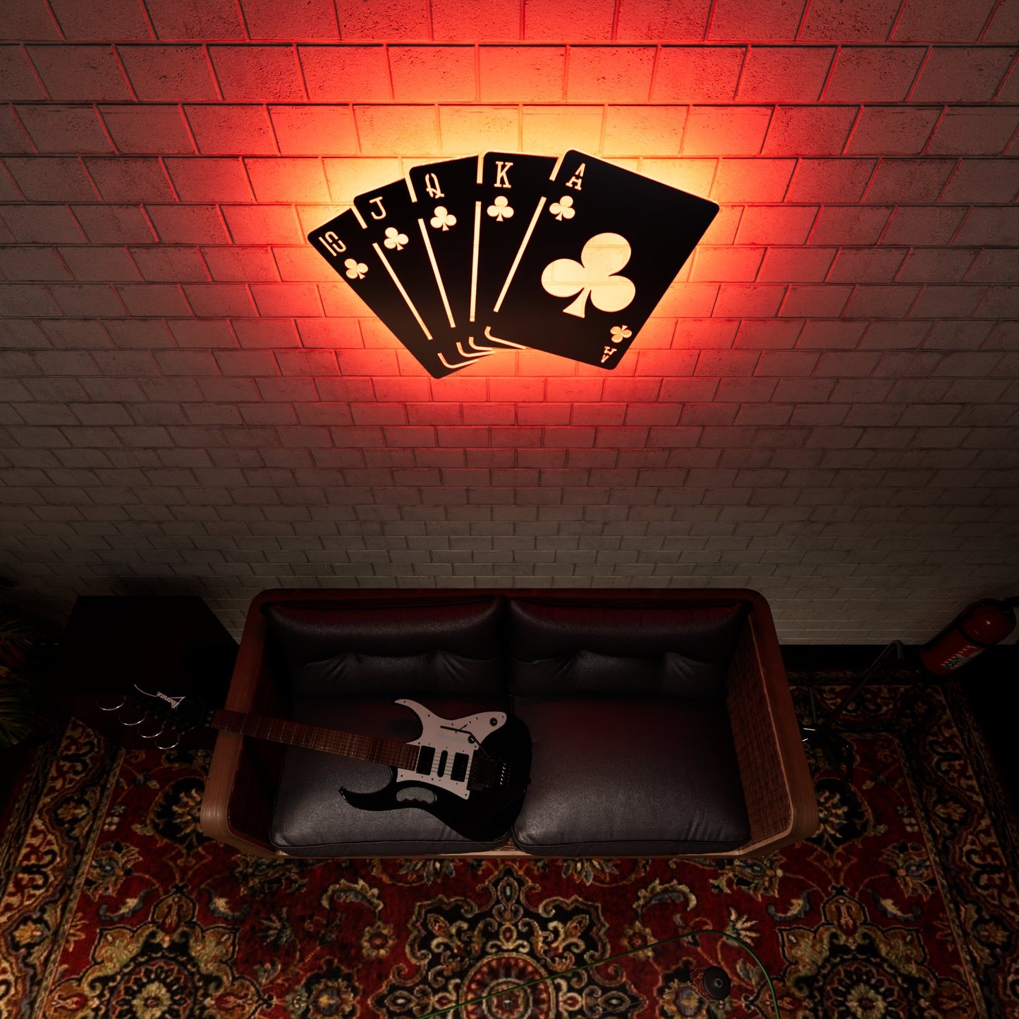 Clubs Royal Flush RGB Led Wall Sign: Poker - Kutalp