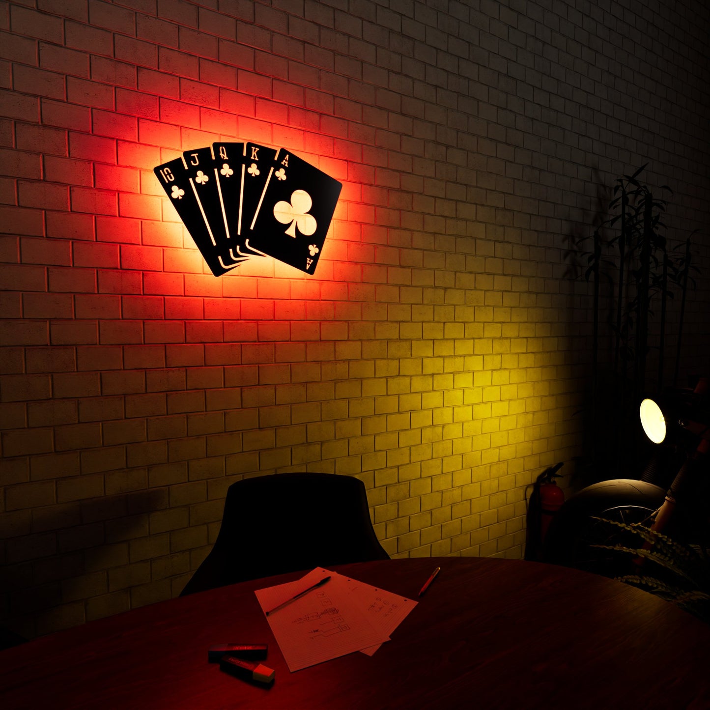 Clubs Royal Flush RGB Led Wall Sign: Poker - Kutalp