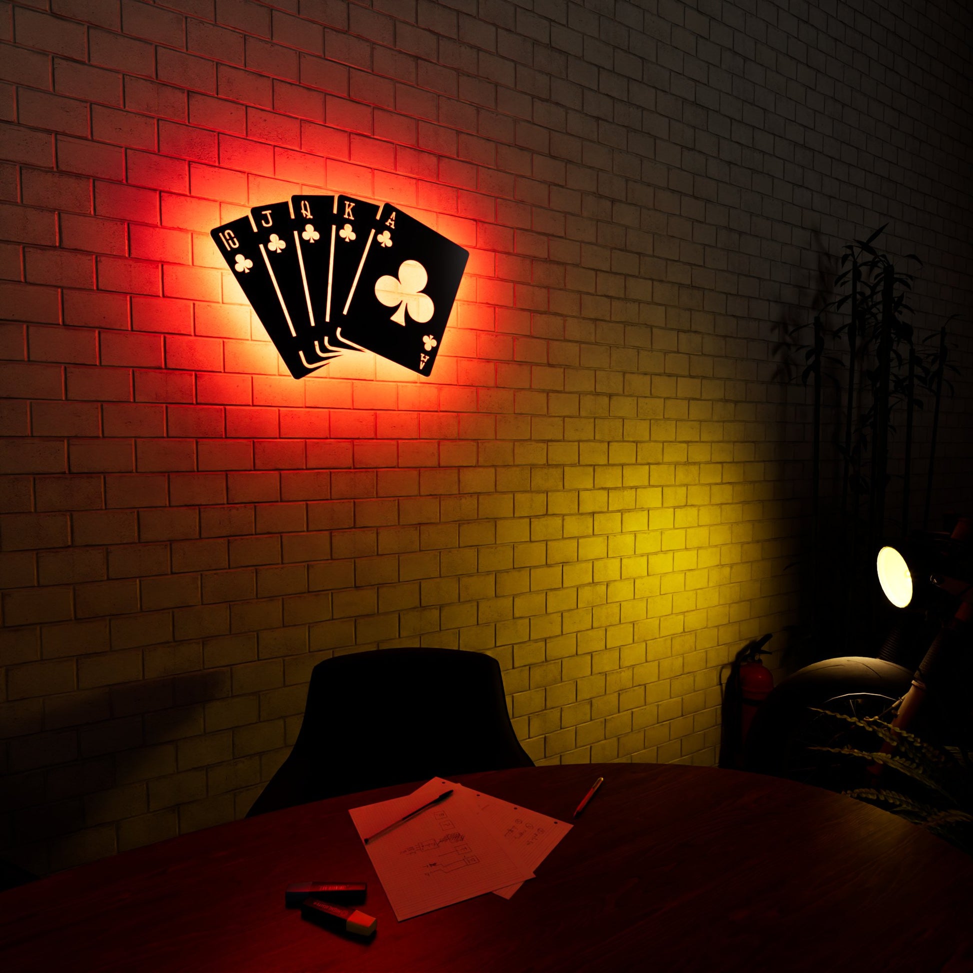 Clubs Royal Flush RGB Led Wall Sign: Poker - Kutalp