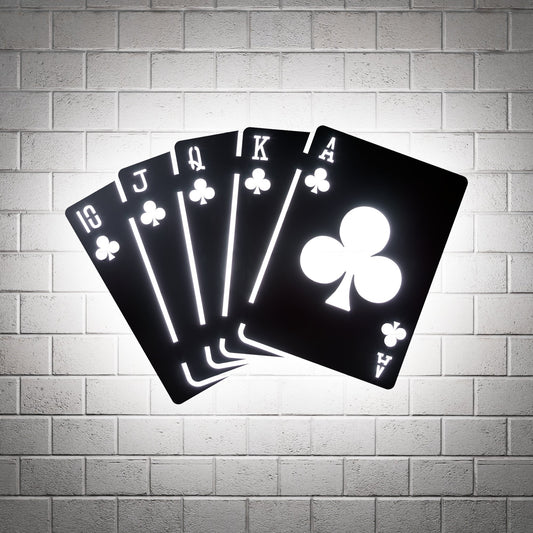 Clubs Royal Flush RGB Led Wall Sign: Poker - Kutalp