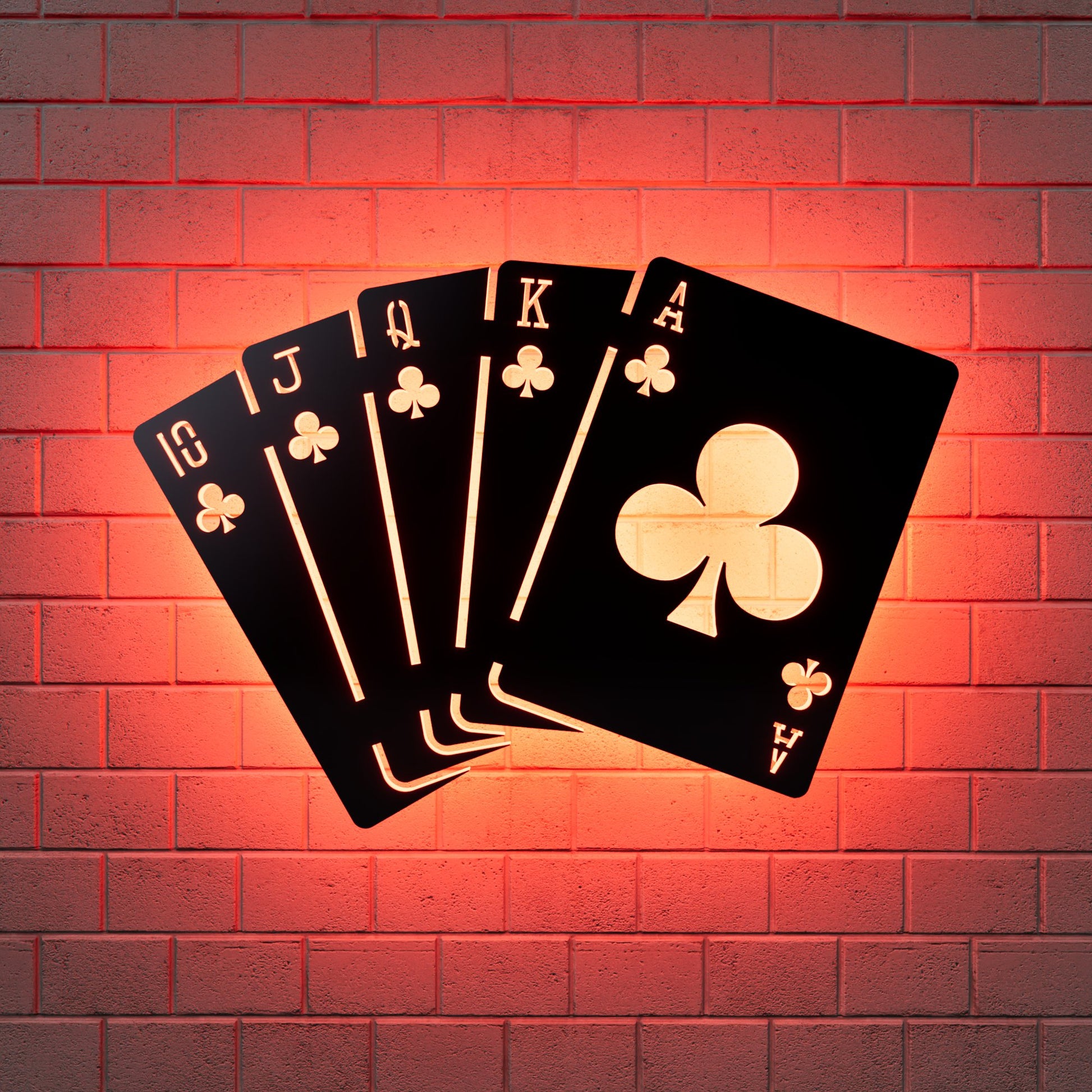 Clubs Royal Flush RGB Led Wall Sign: Poker - Kutalp