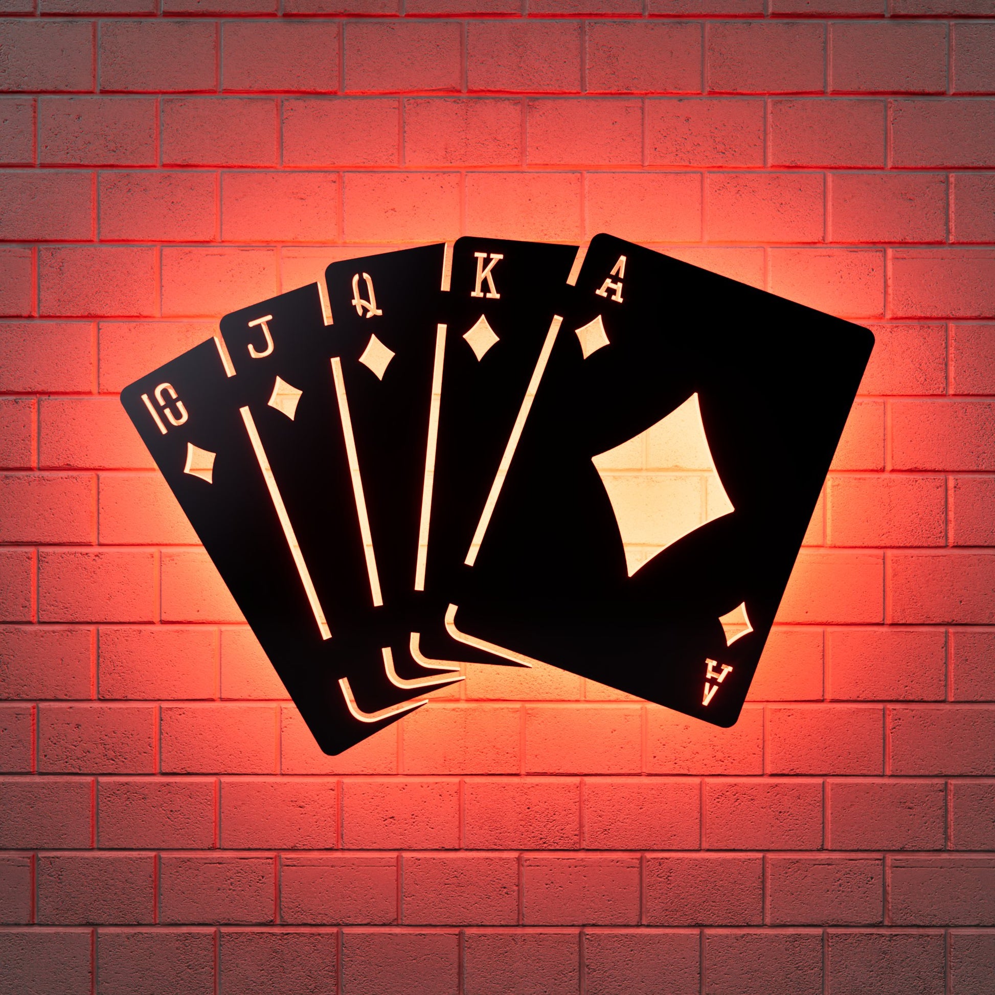 Diamonds Royal Flush RGB Led Wall Sign: Poker - Kutalp