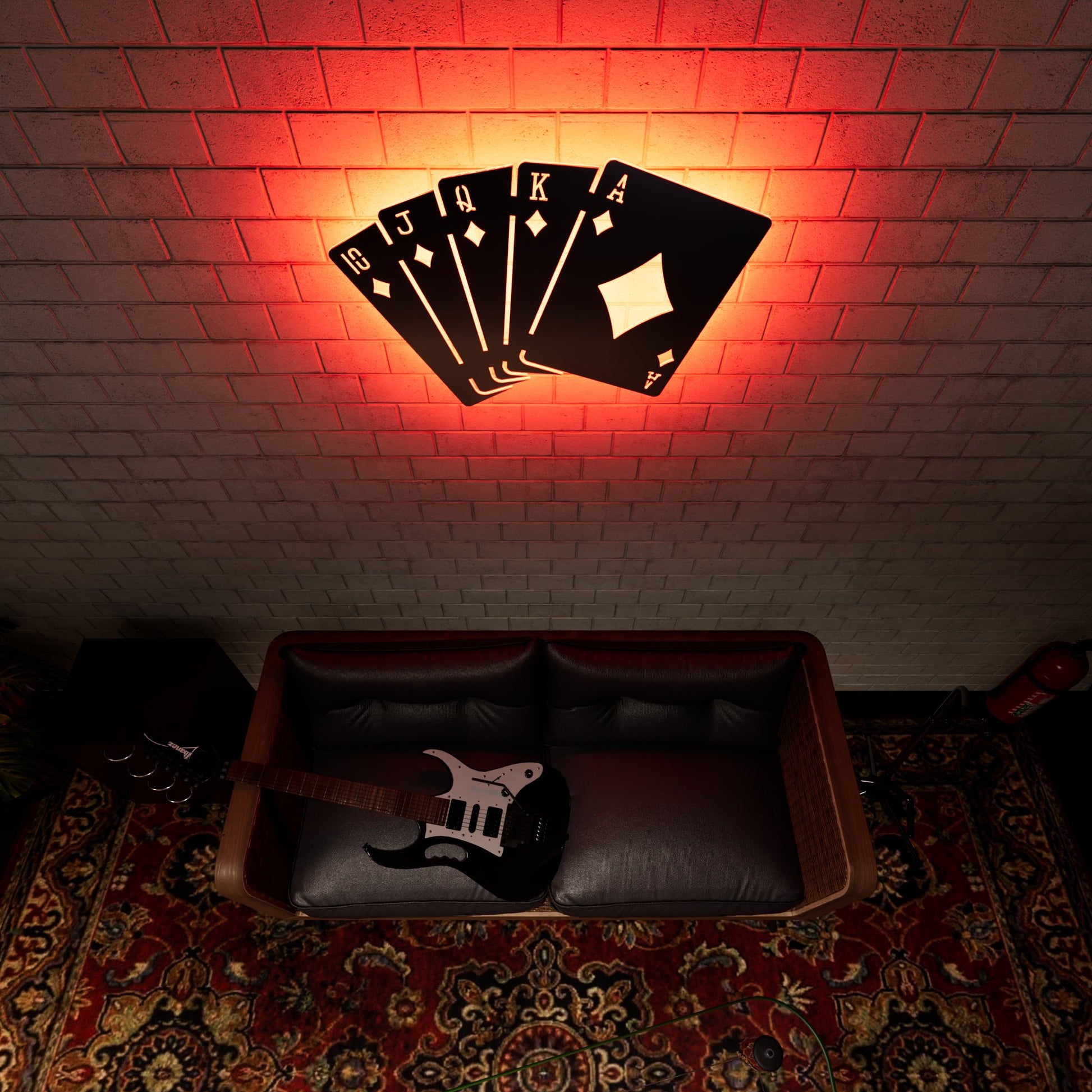 Diamonds Royal Flush RGB Led Wall Sign: Poker - Kutalp