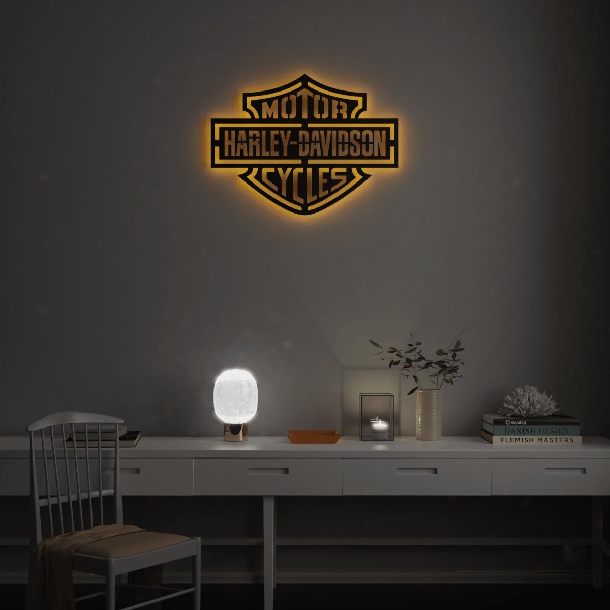 Harley Davidson Orange Wall Sign - Kutalp