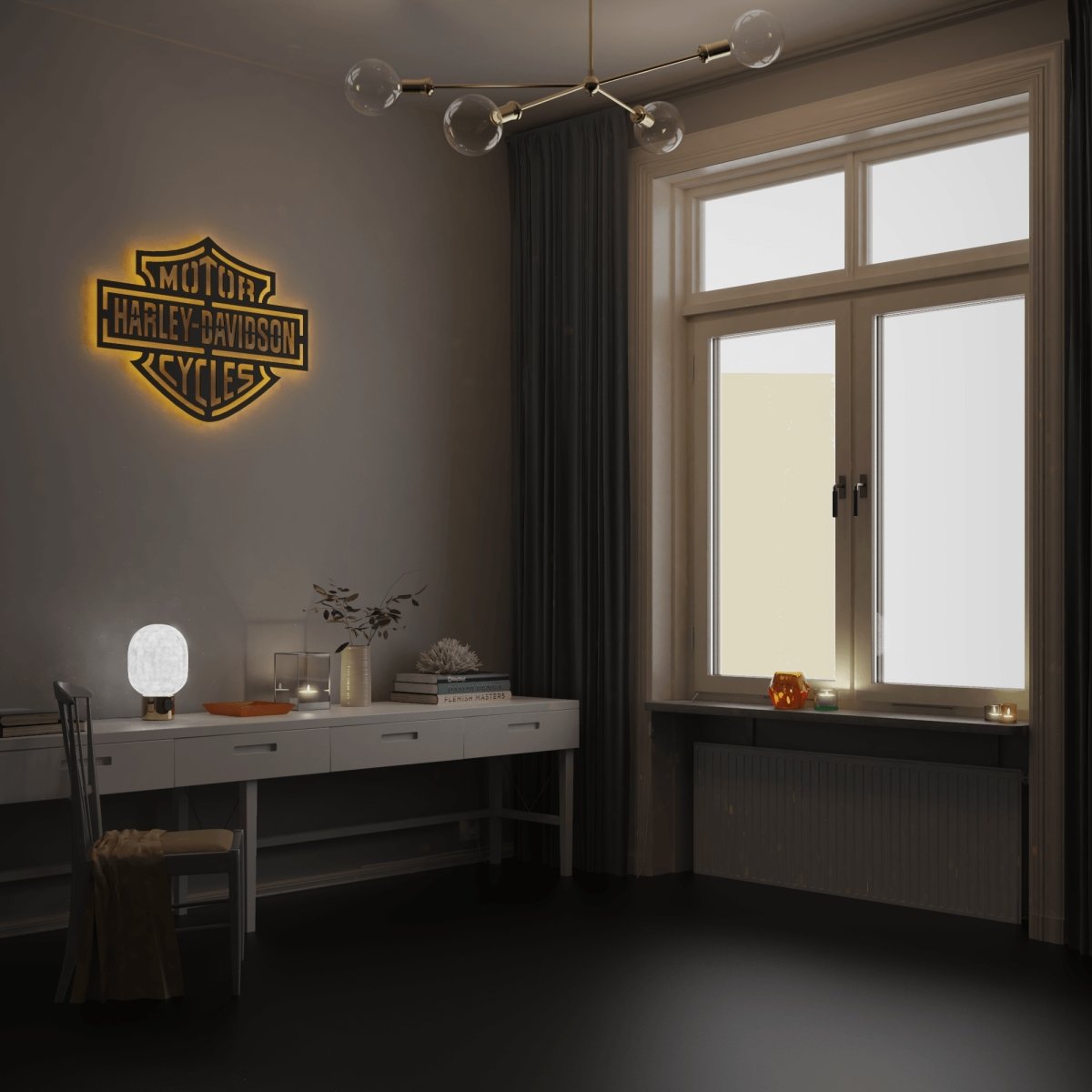 Harley Davidson Orange Wall Sign - Kutalp