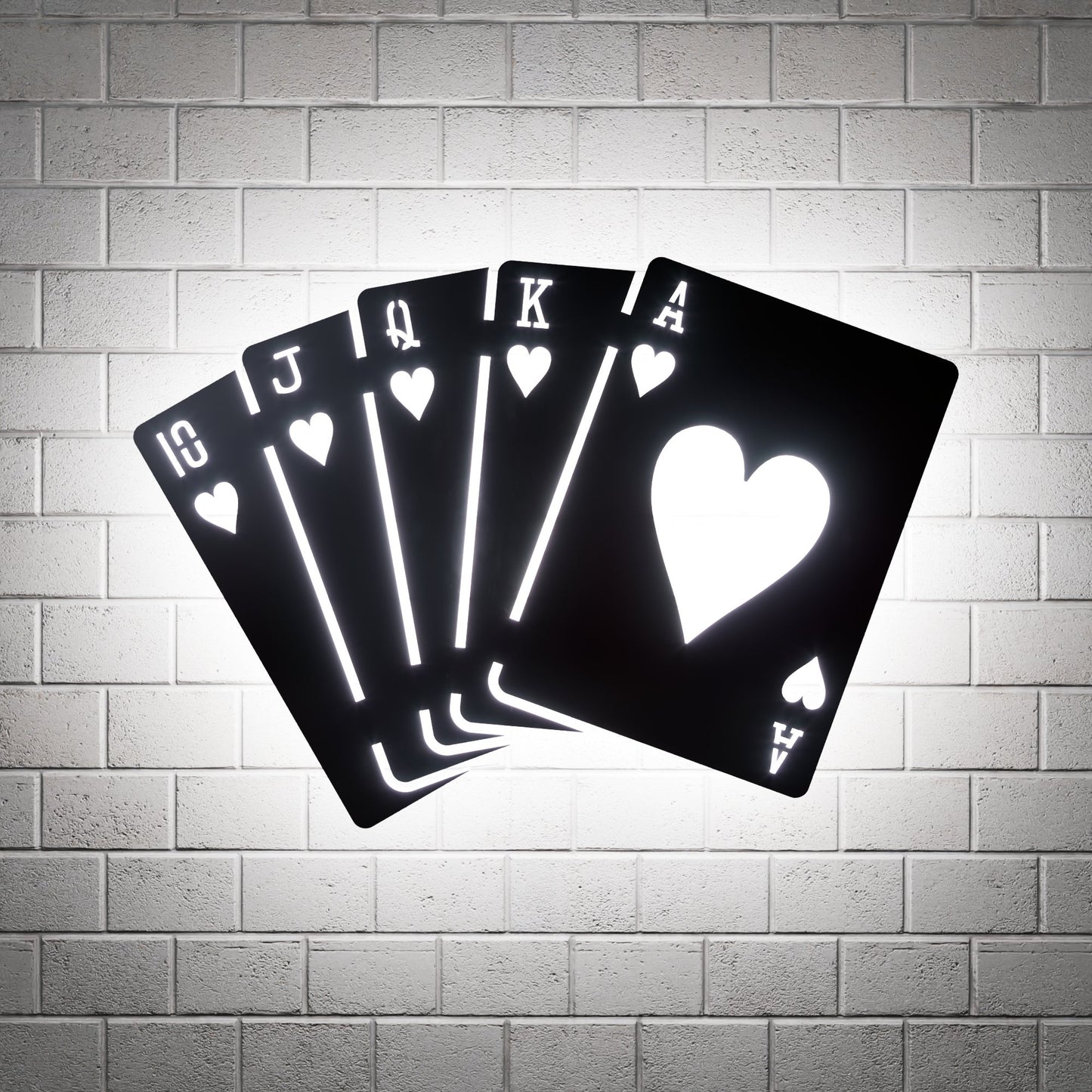 Hearts Royal Flush RGB Led Wall Sign: Poker - Kutalp