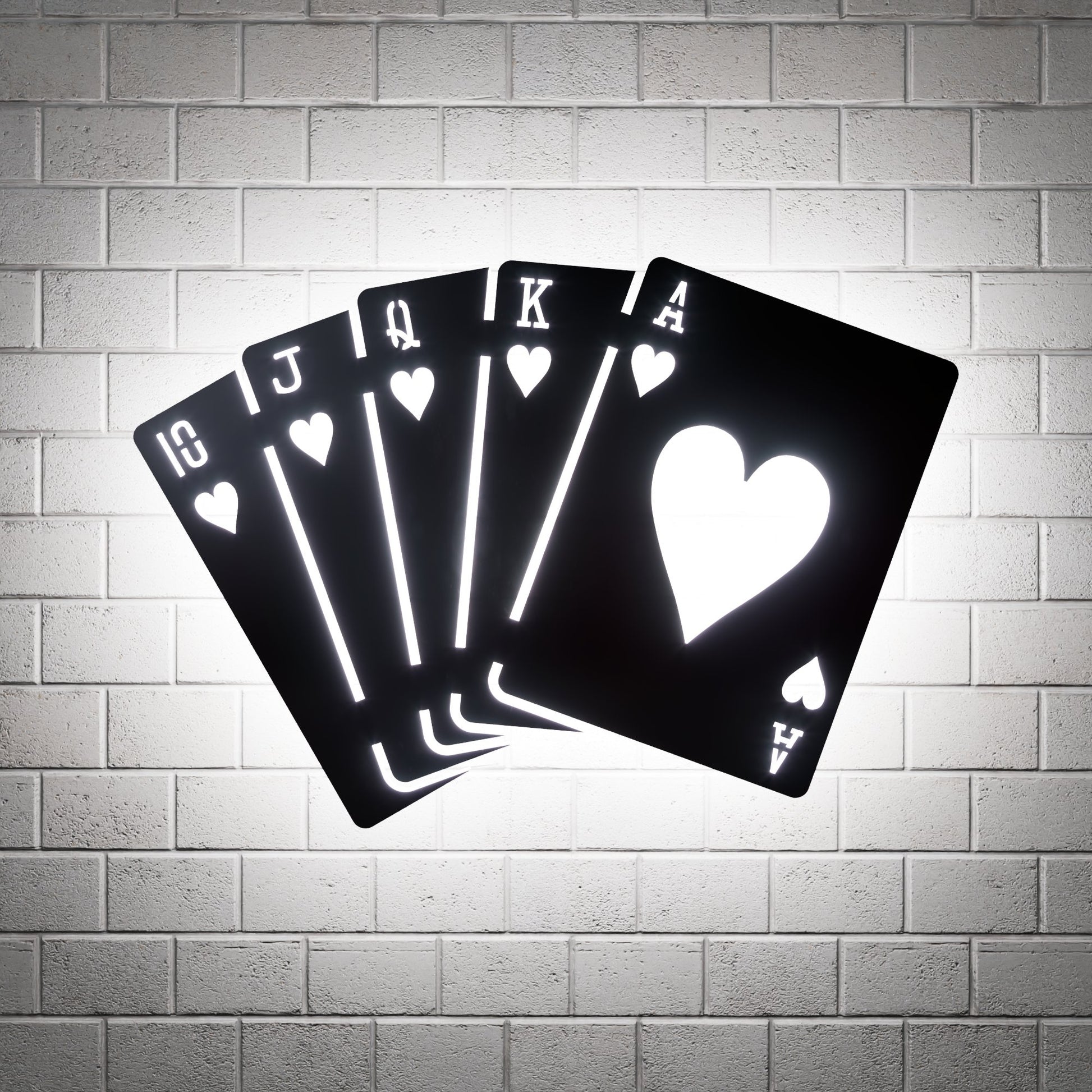 Hearts Royal Flush RGB Led Wall Sign: Poker - Kutalp