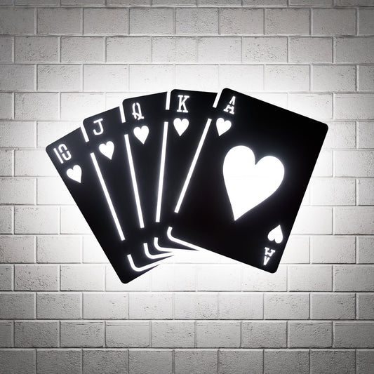Hearts Royal Flush RGB Led Wall Sign: Poker - Kutalp