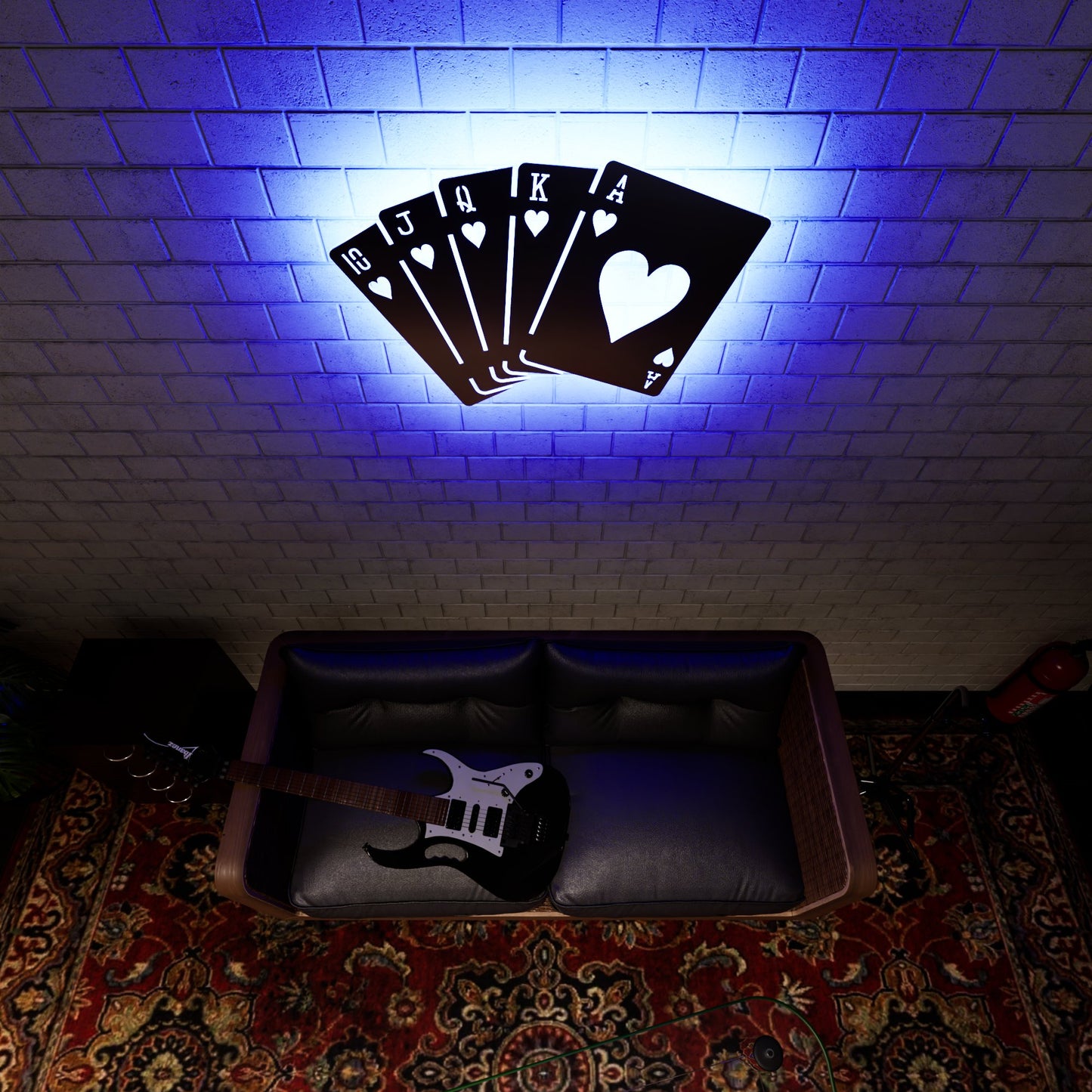 Hearts Royal Flush RGB Led Wall Sign: Poker - Kutalp