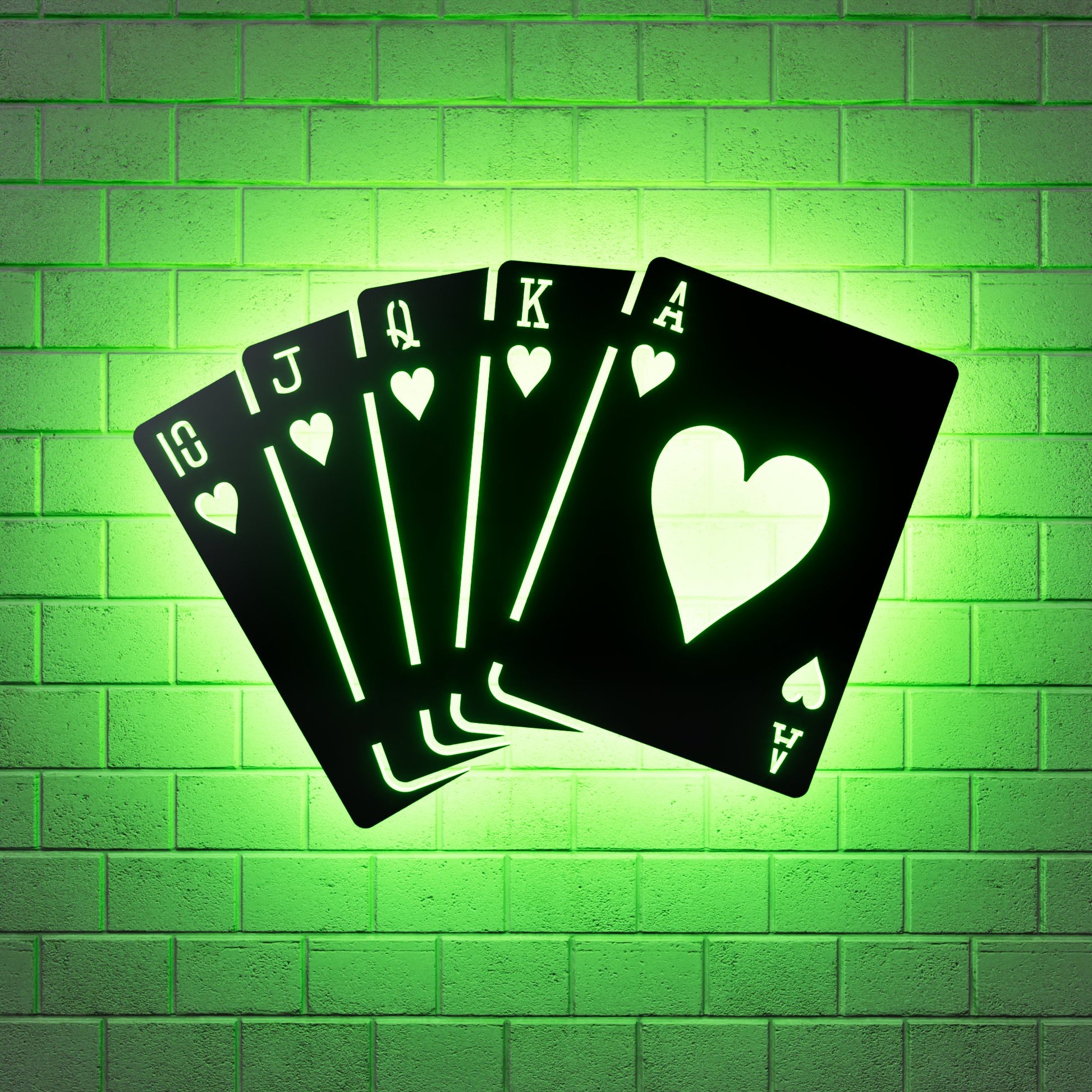 Hearts Royal Flush RGB Led Wall Sign: Poker - Kutalp