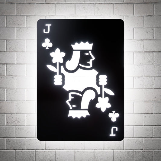 Jack of Clubs RGB Led Wall Sign: Playing Cards - Kutalp