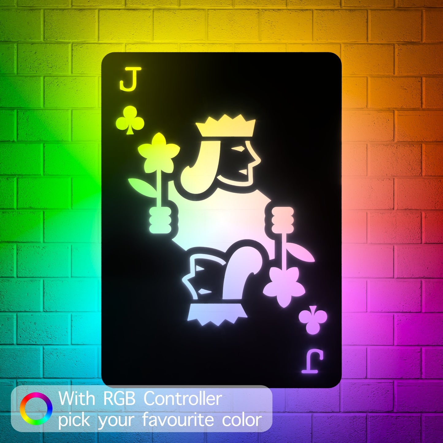 Jack of Clubs RGB Led Wall Sign: Playing Cards - Kutalp