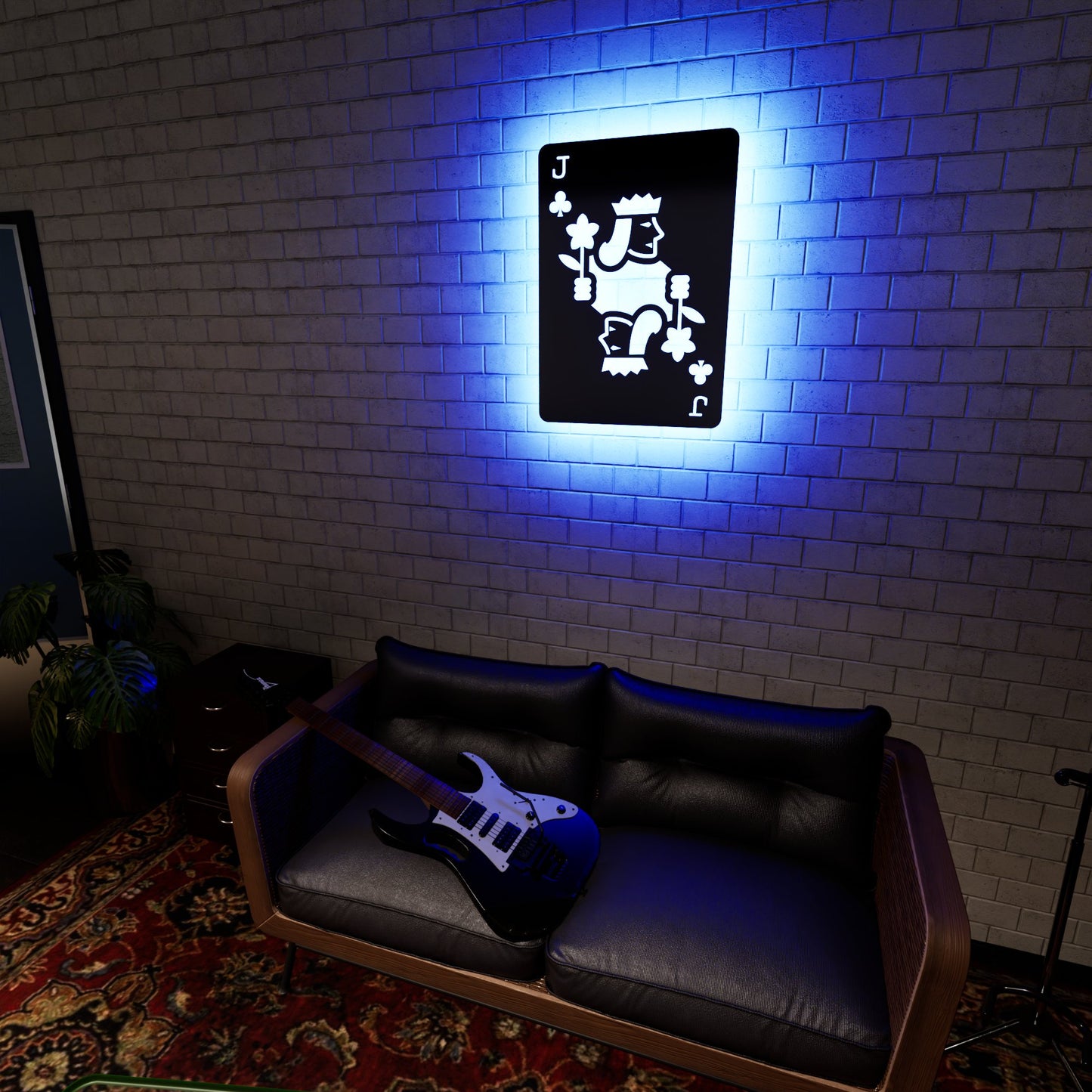 Jack of Clubs RGB Led Wall Sign: Playing Cards - Kutalp