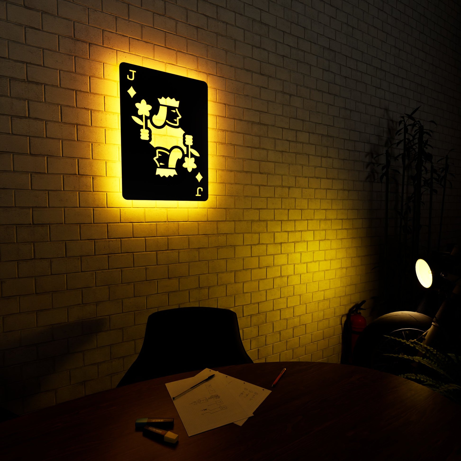 Jack of Diamonds RGB Led Wall Sign: Playing Cards - Kutalp