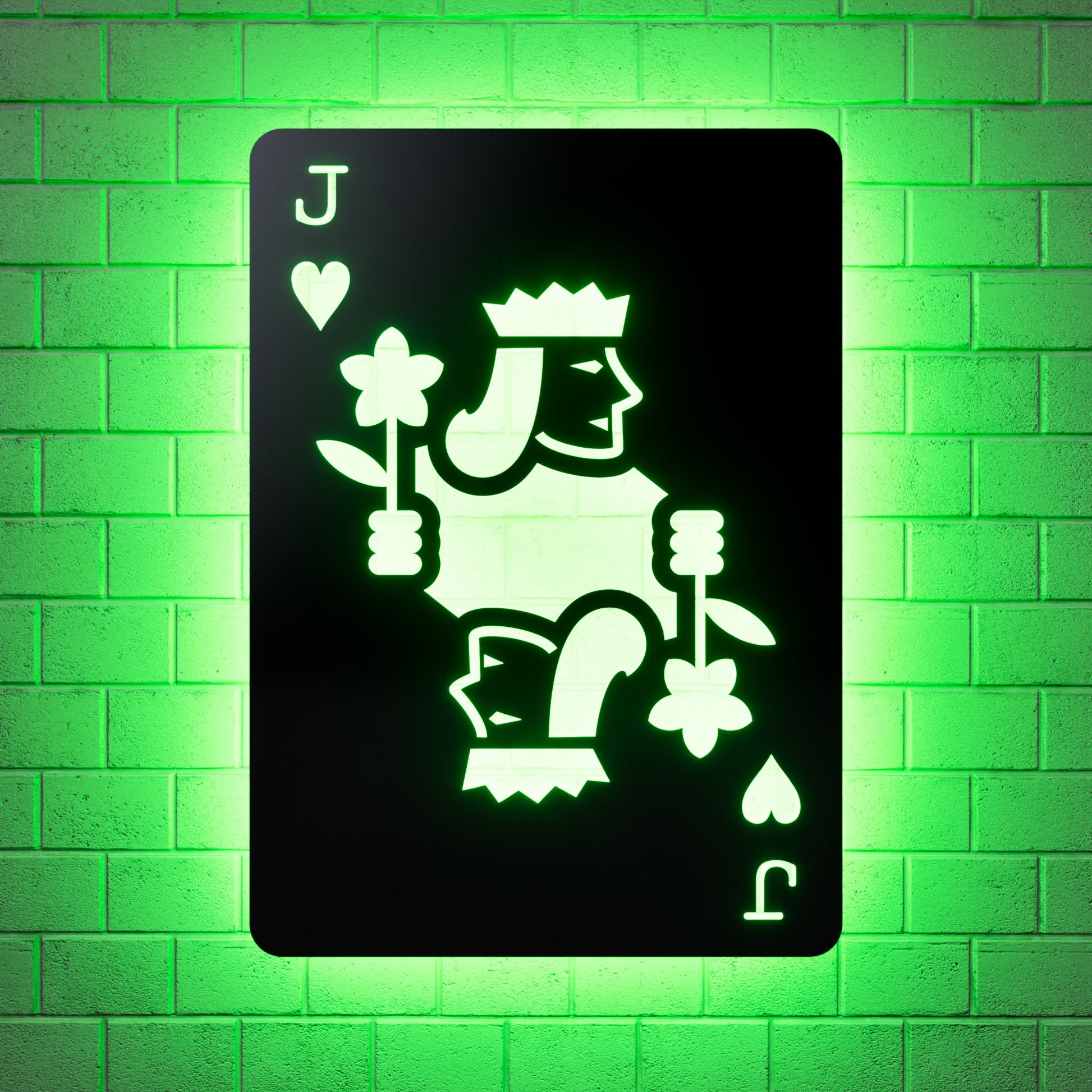 Jack of Hearts RGB Led Wall Sign: Playing Cards - Kutalp