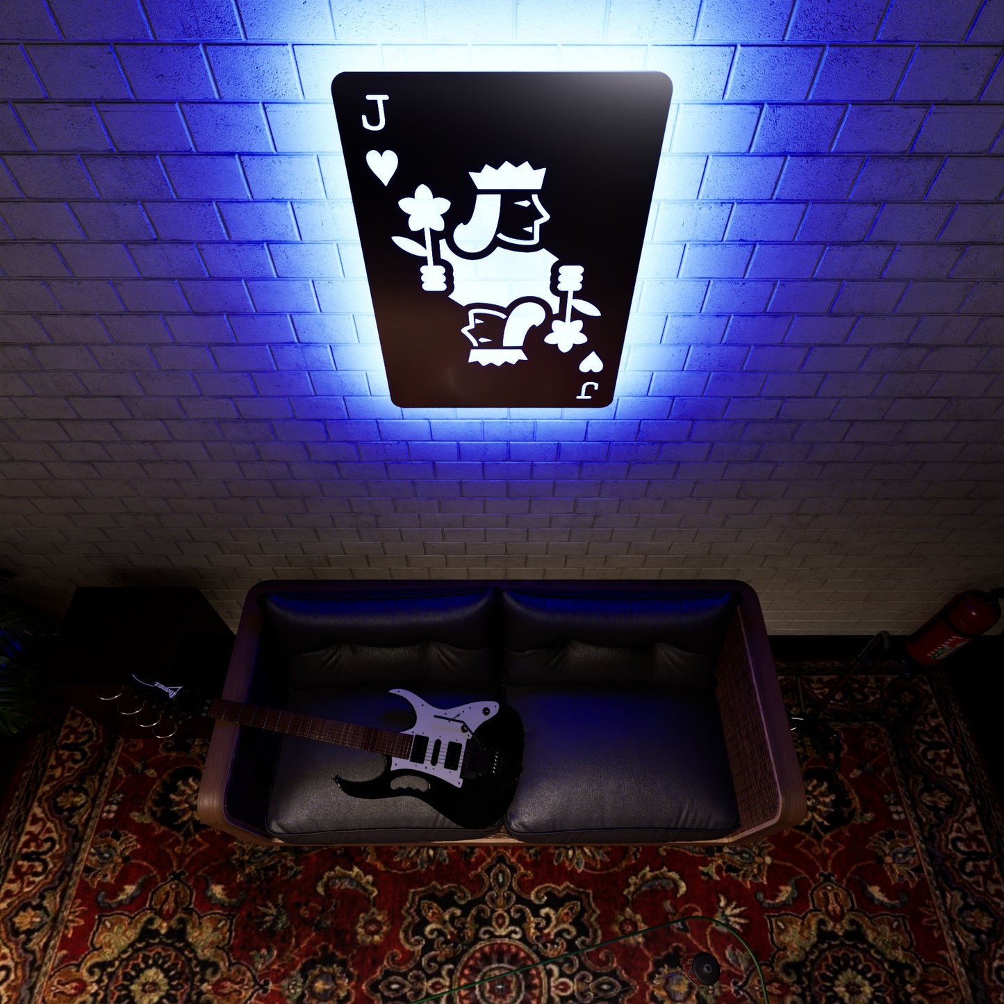 Jack of Hearts RGB Led Wall Sign: Playing Cards - Kutalp