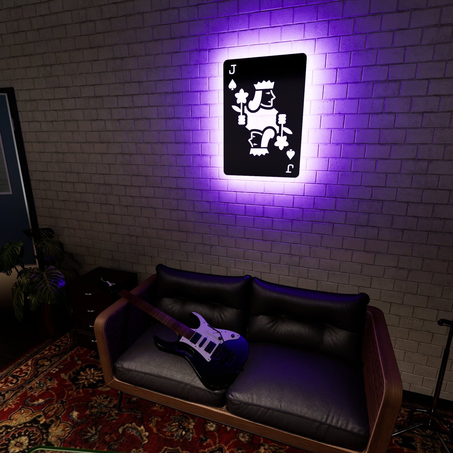 Jack of Spades RGB Led Wall Sign: Playing Cards - Kutalp