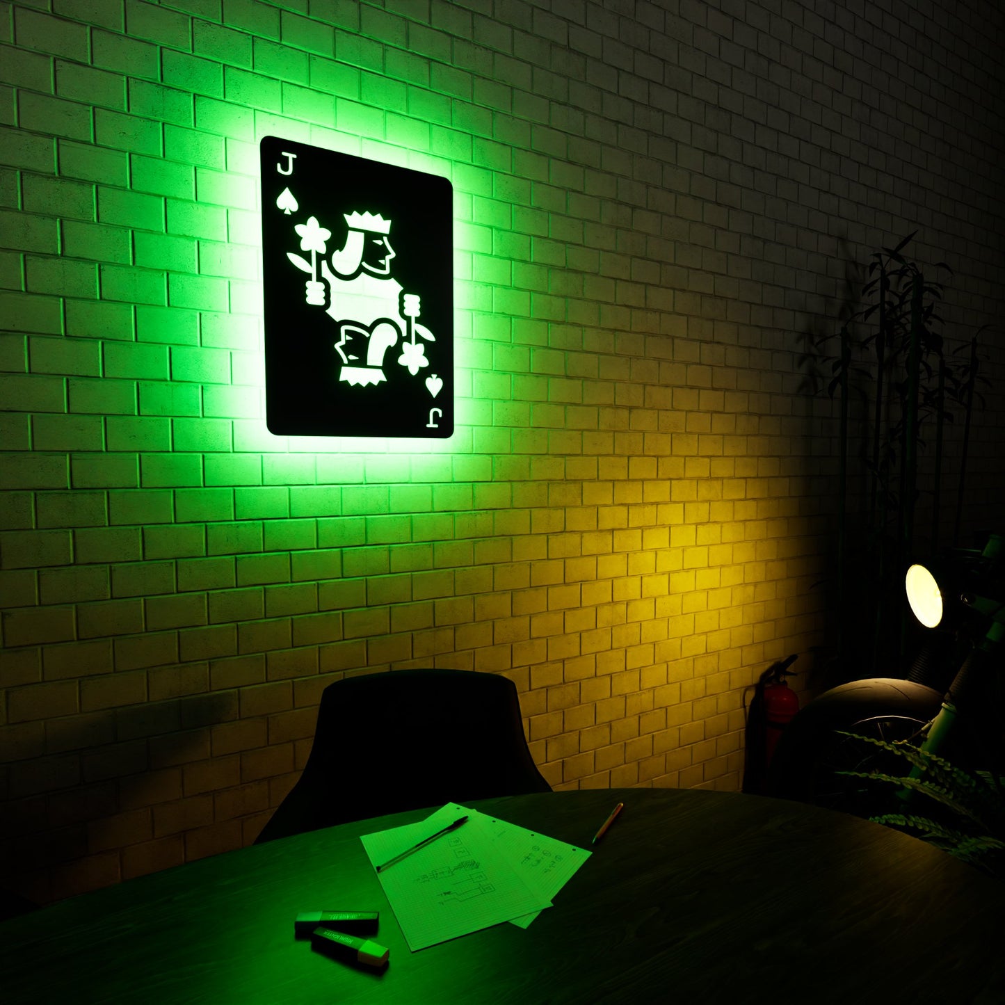 Jack of Spades RGB Led Wall Sign: Playing Cards - Kutalp