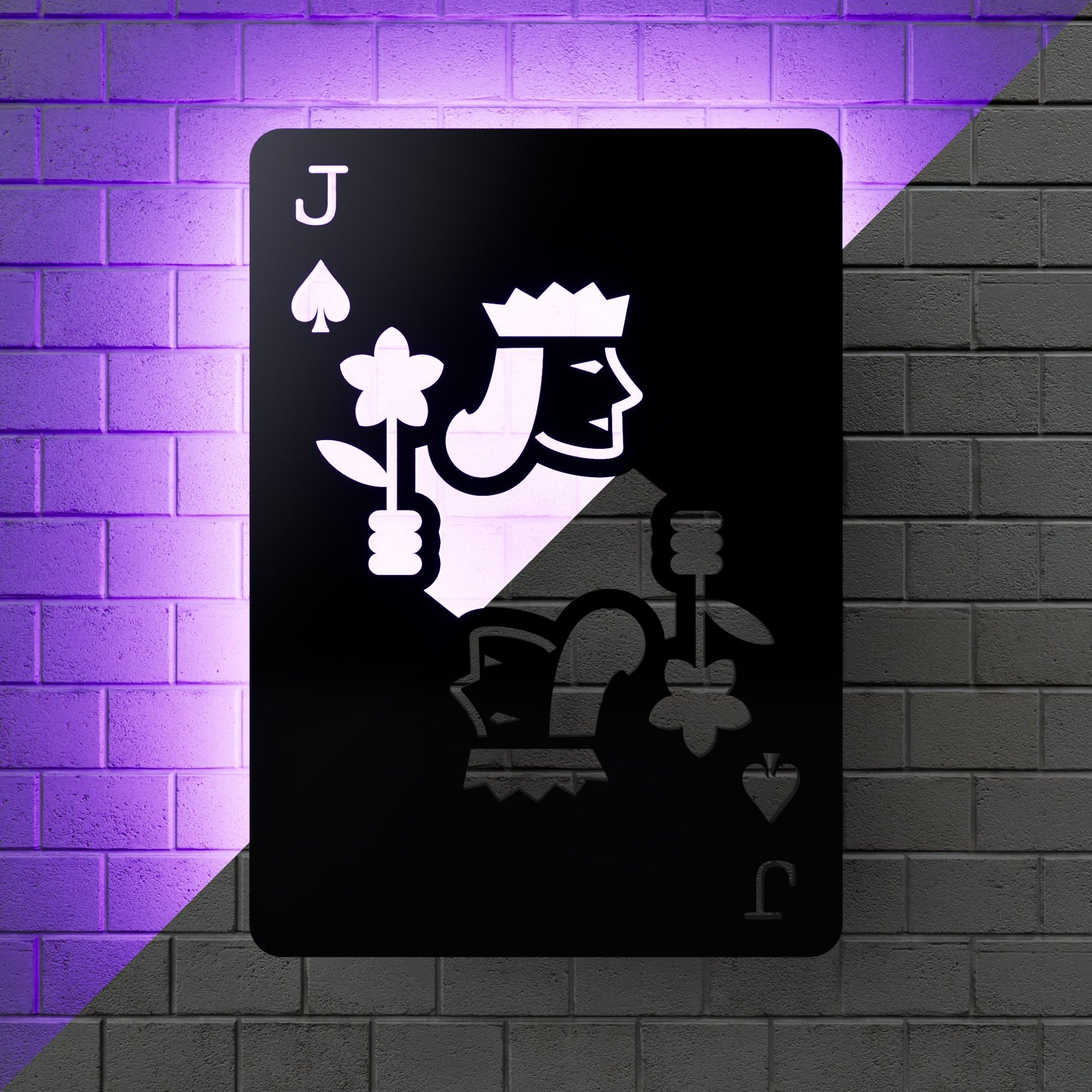 Jack of Spades RGB Led Wall Sign: Playing Cards - Kutalp