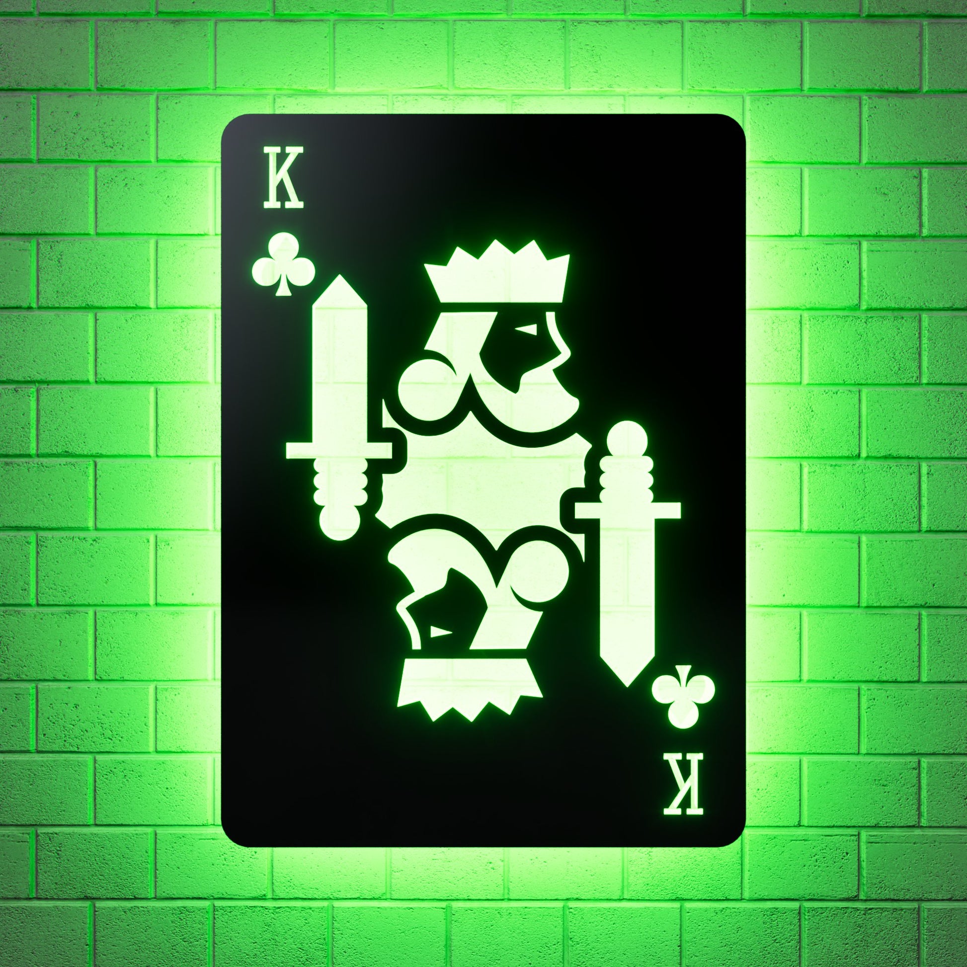 King of Clubs RGB Led Wall Sign: Playing Cards - Kutalp