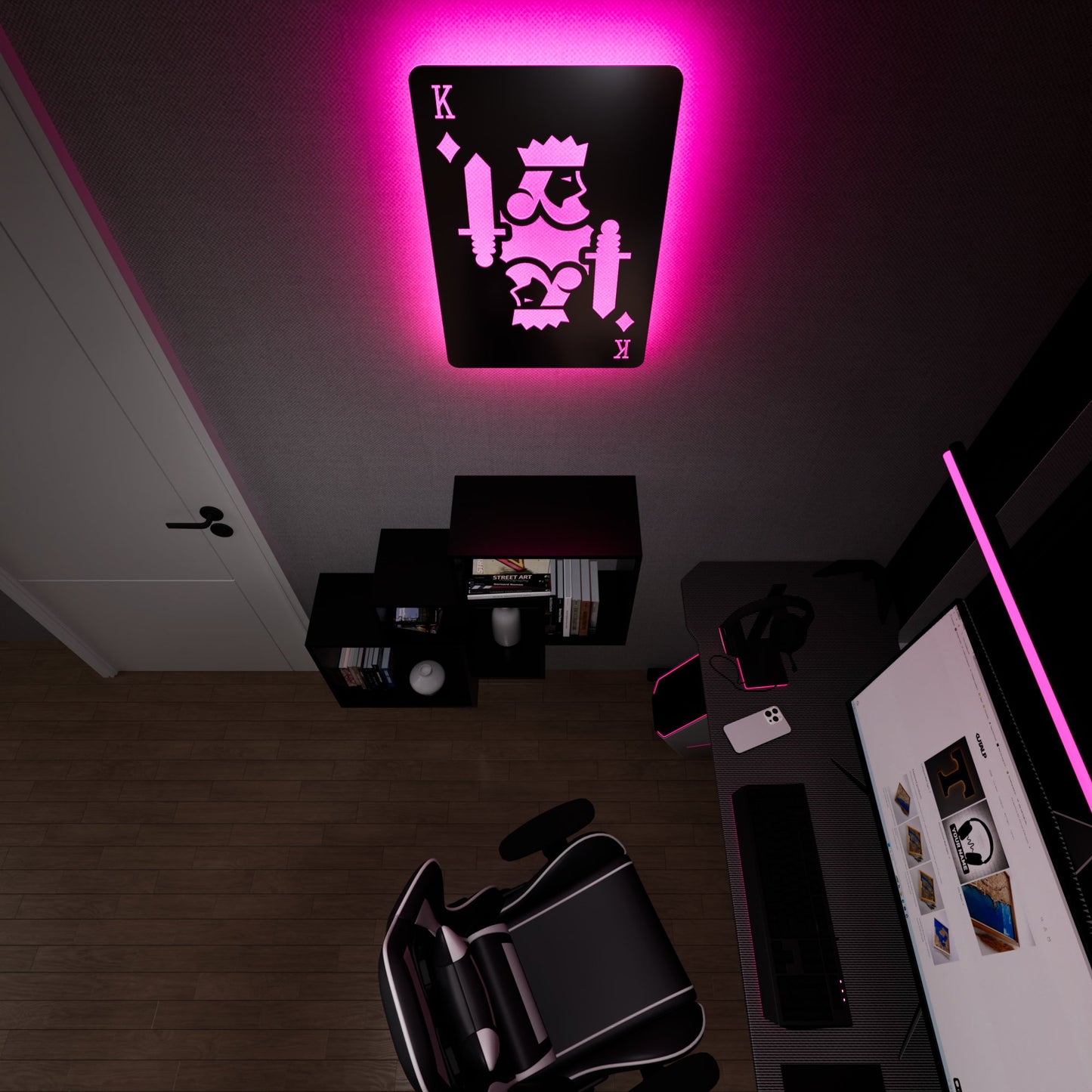 King of Diamonds RGB Led Wall Sign: Playing Cards - Kutalp