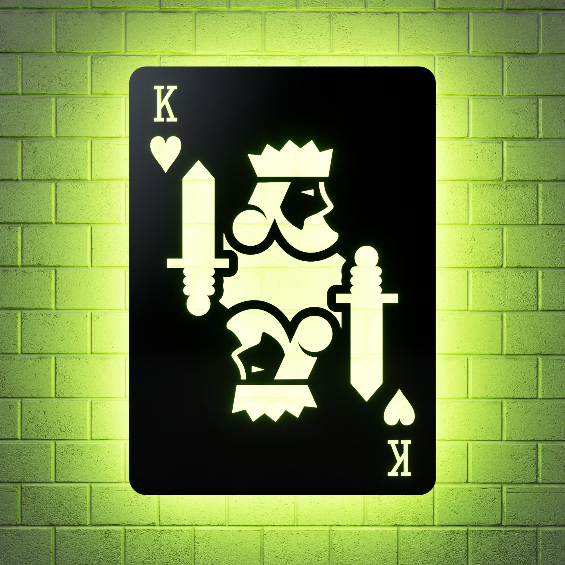 King of Hearts RGB Led Wall Sign: Playing Cards - Kutalp