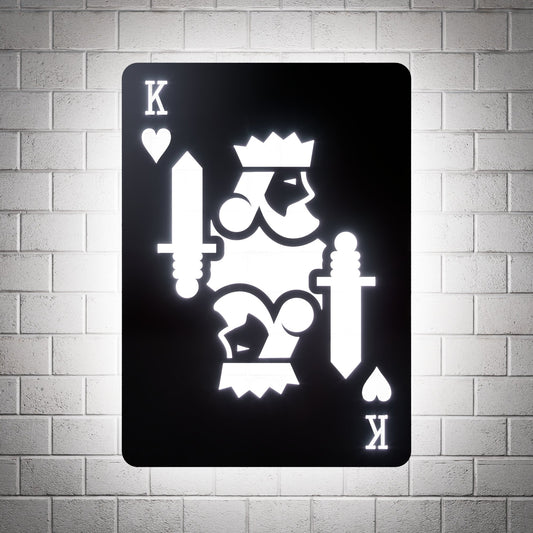 King of Hearts RGB Led Wall Sign: Playing Cards - Kutalp