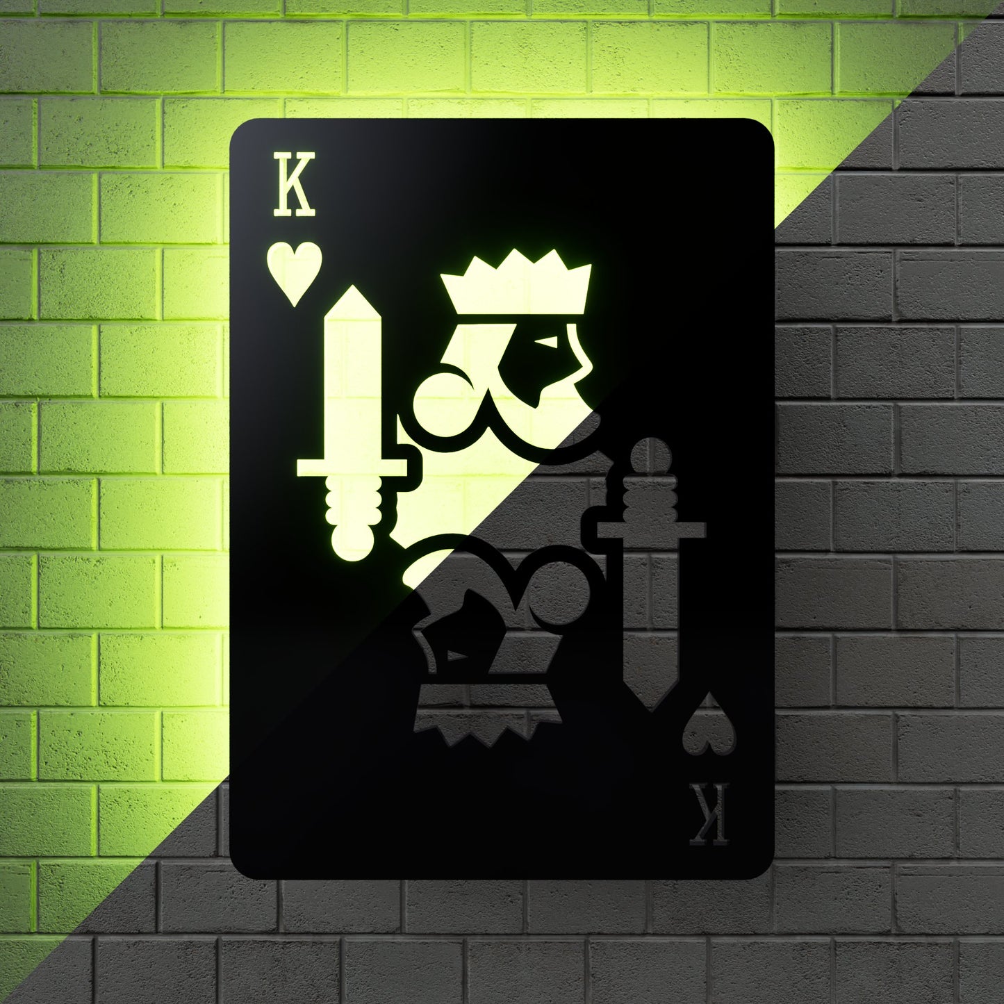 King of Hearts RGB Led Wall Sign: Playing Cards - Kutalp